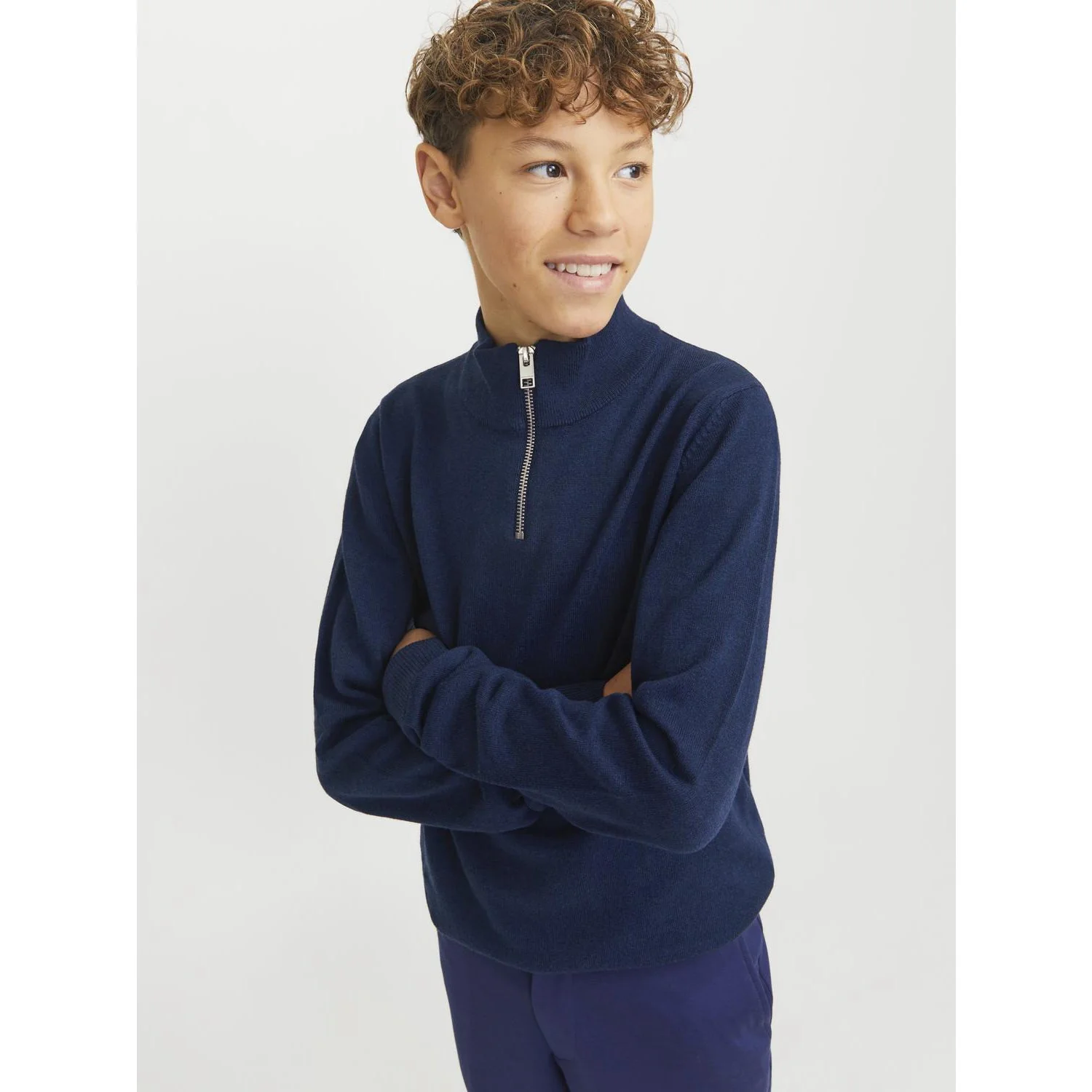 Jack & Jones Junior Navy Blazer Jjeemil Knit Half Zip Noos Jnr - Image 4