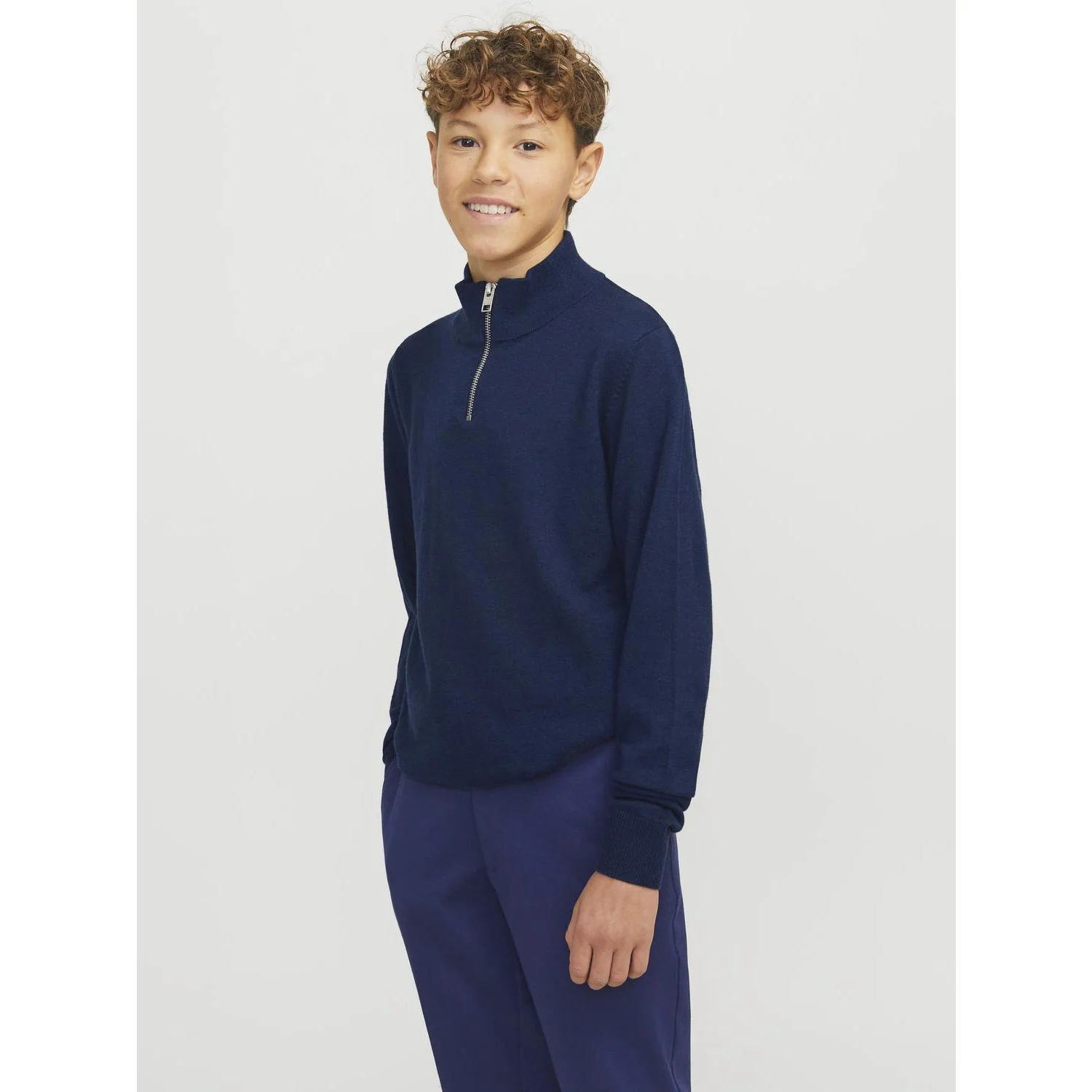 Jack & Jones Junior Navy Blazer Jjeemil Knit Half Zip Noos Jnr - Image 8
