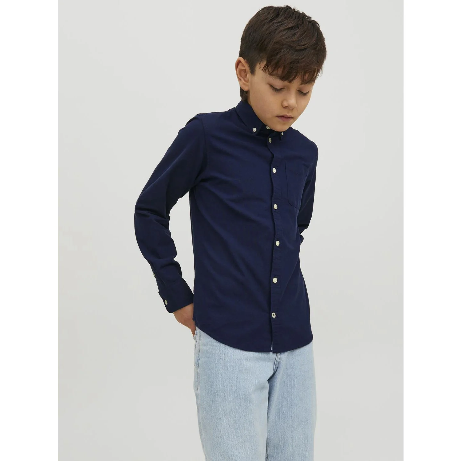Jack & Jones Junior Navy Blazer Jjeoxford Shirt L/S Noos Jnr - Image 2