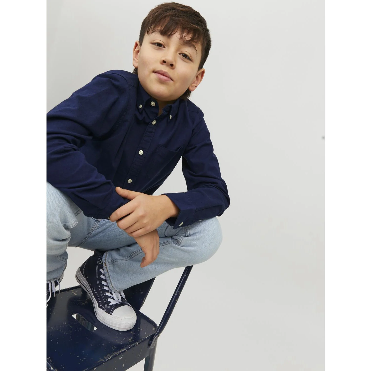 Jack & Jones Junior Navy Blazer Jjeoxford Shirt L/S Noos Jnr - Image 3