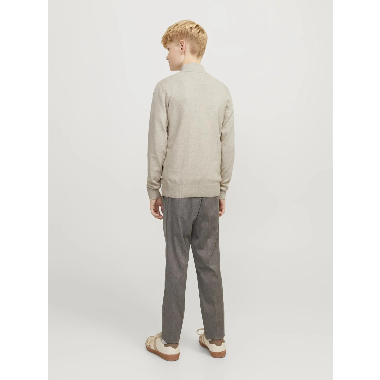 Jack & Jones Junior Oatmeal Melange Jjeemil Knit Half Zip Noos Jnr - Image 7