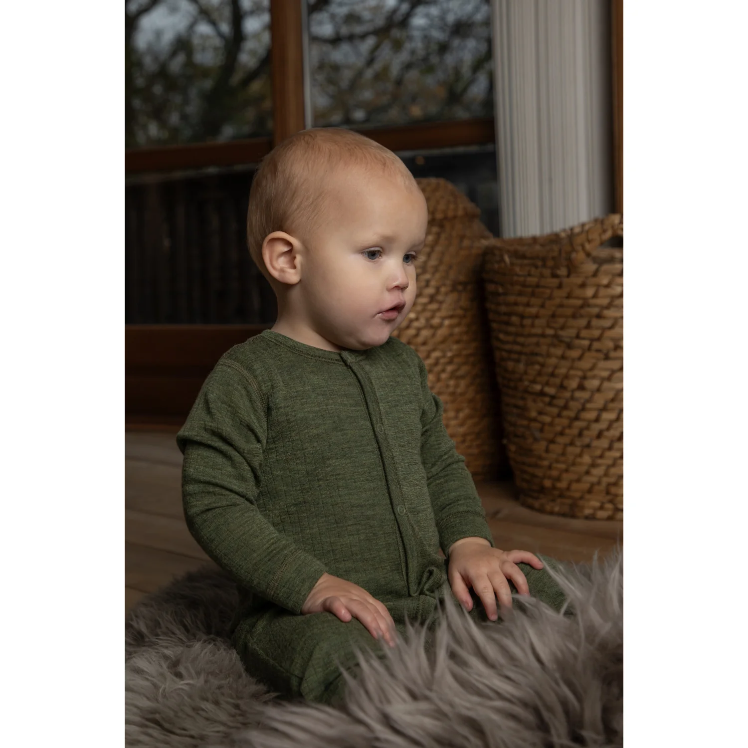Joha Dark Olive Nightsuit 2-in-1 Fødder - Image 2