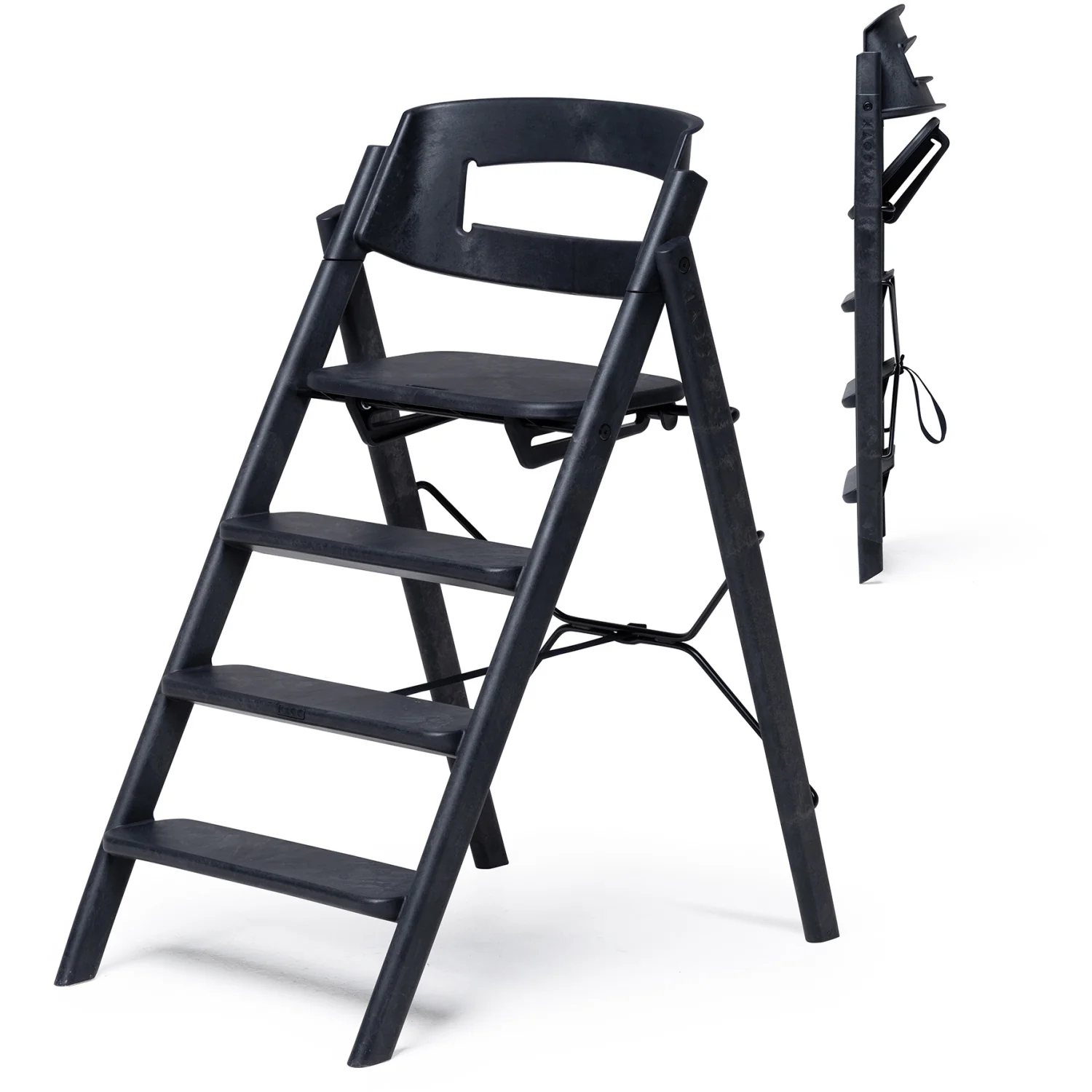 KAOS Charcoal Black Klapp High Chair Recycled With KLAPP® Safety Rail & Tray Bundle - Image 15