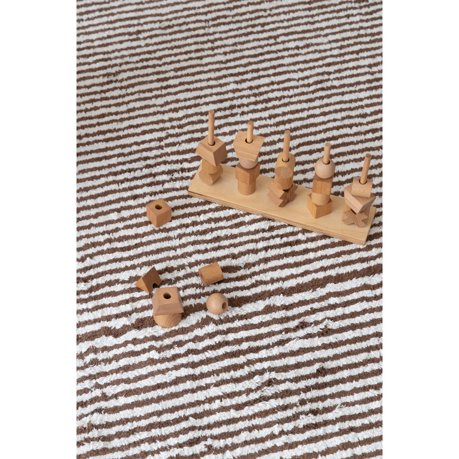 KAS Kopenhagen Brow & Nautral Brown Stripes Rug 120X160 - Image 4
