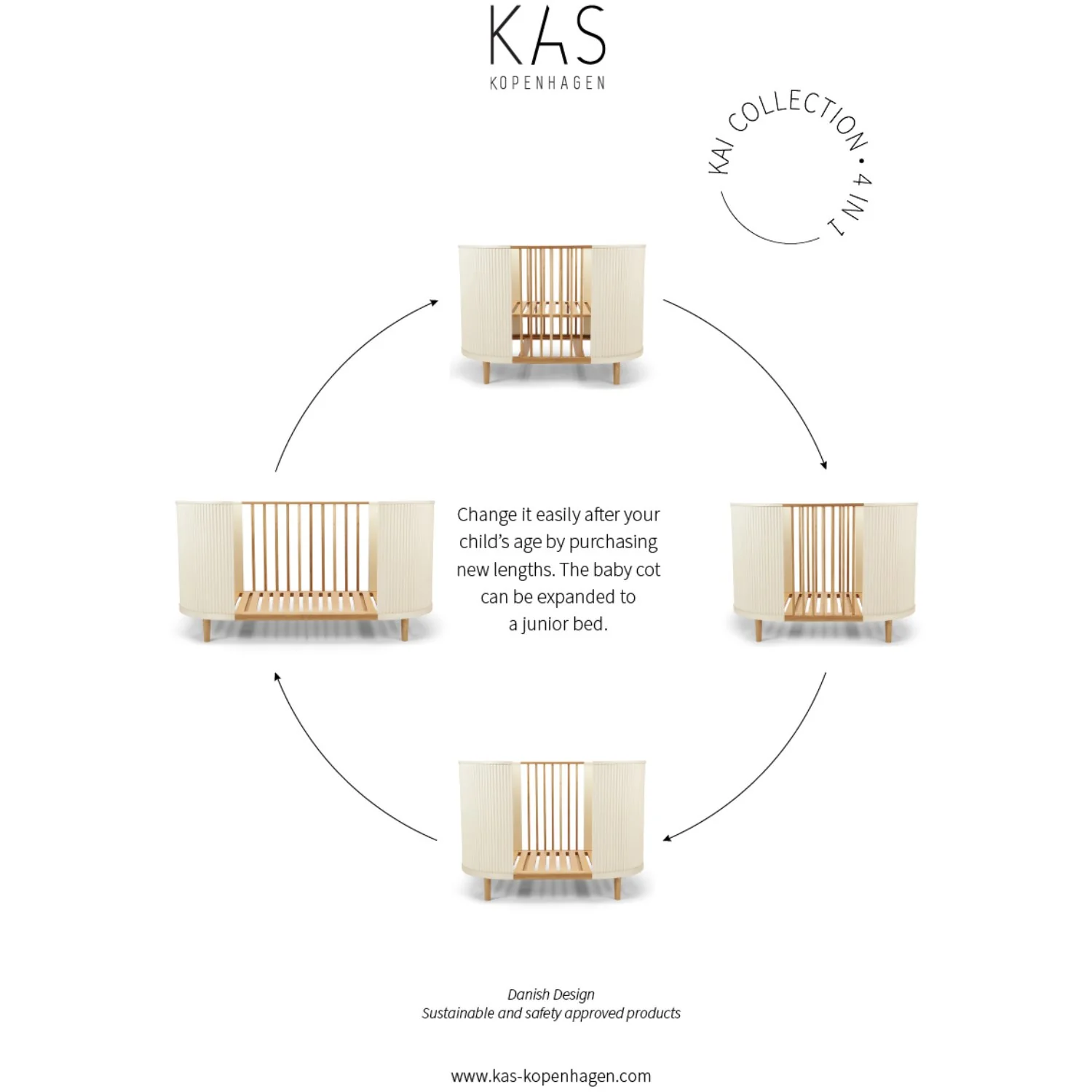 KAS Kopenhagen Oak Kai Baby Cot - Image 6