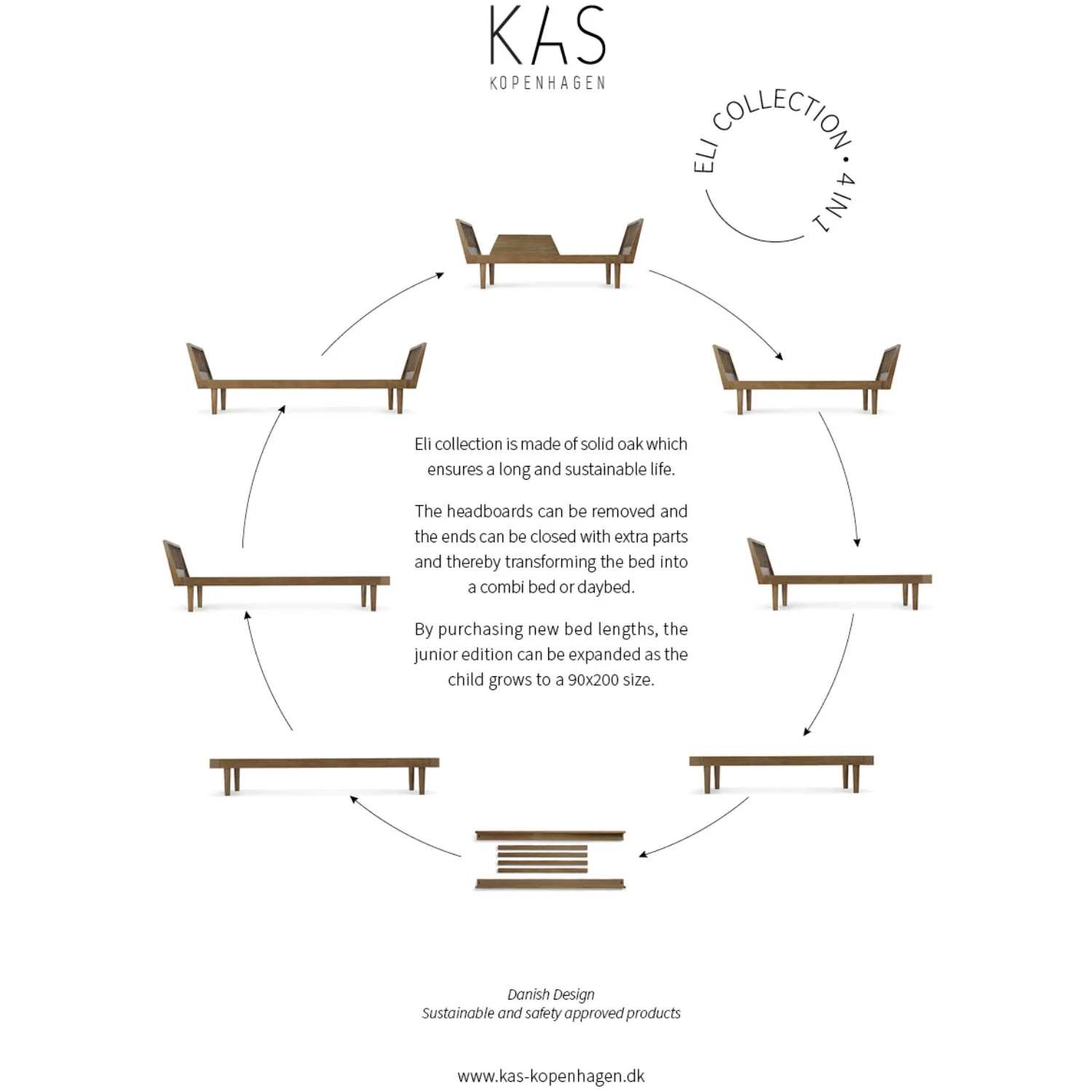 KAS Kopenhagen Smoked Oak Eli Combi Bed - Image 7
