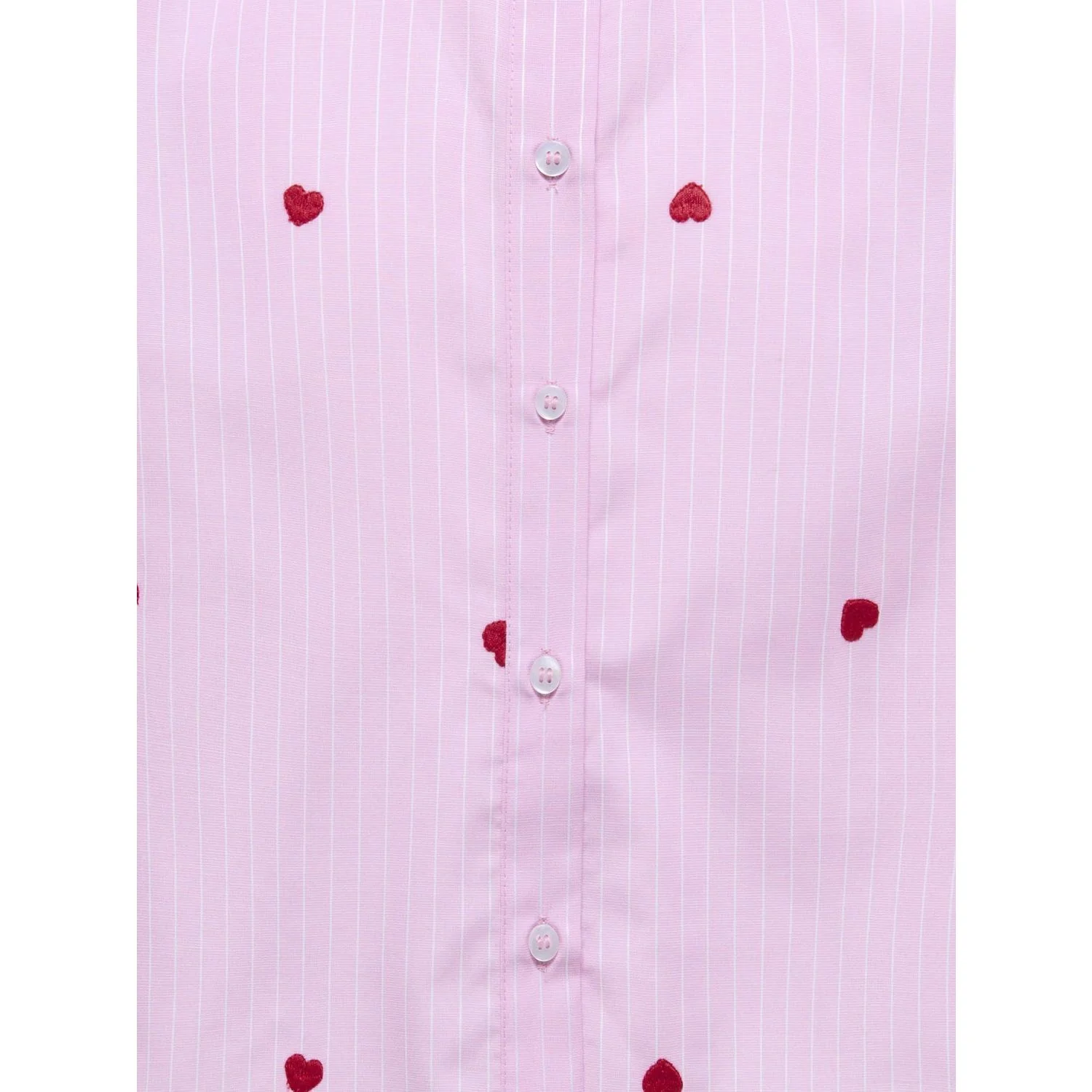 kids ONLY Begonia Pink Cloud Dancer/Emb Red Hearts Kognew Lina Ss Stripe Emb Shirt Wvn - Image 2