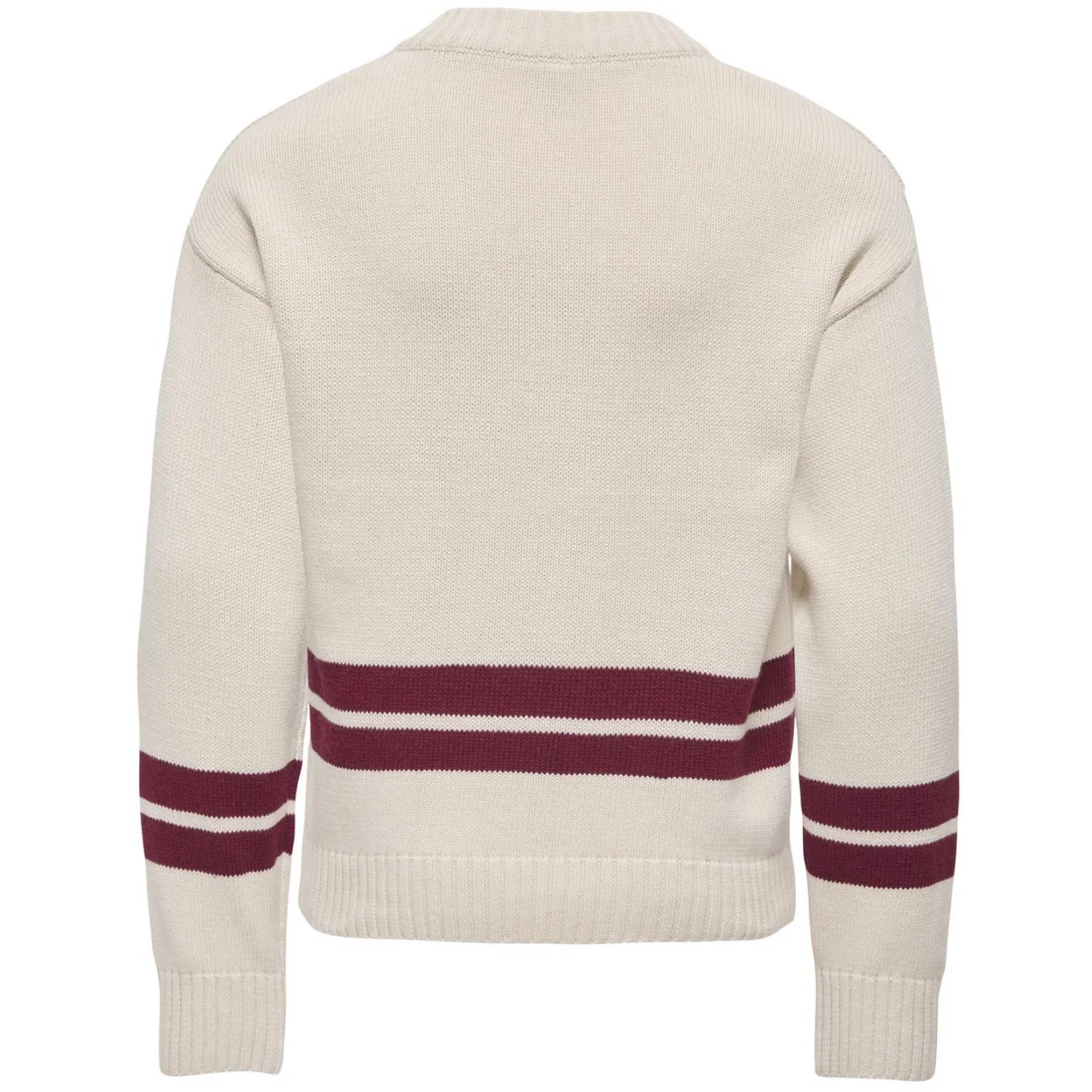 kids ONLY Birch Badge/Cabernet Kogjanny Life L/S Varsity V-Neck Knt - Image 3