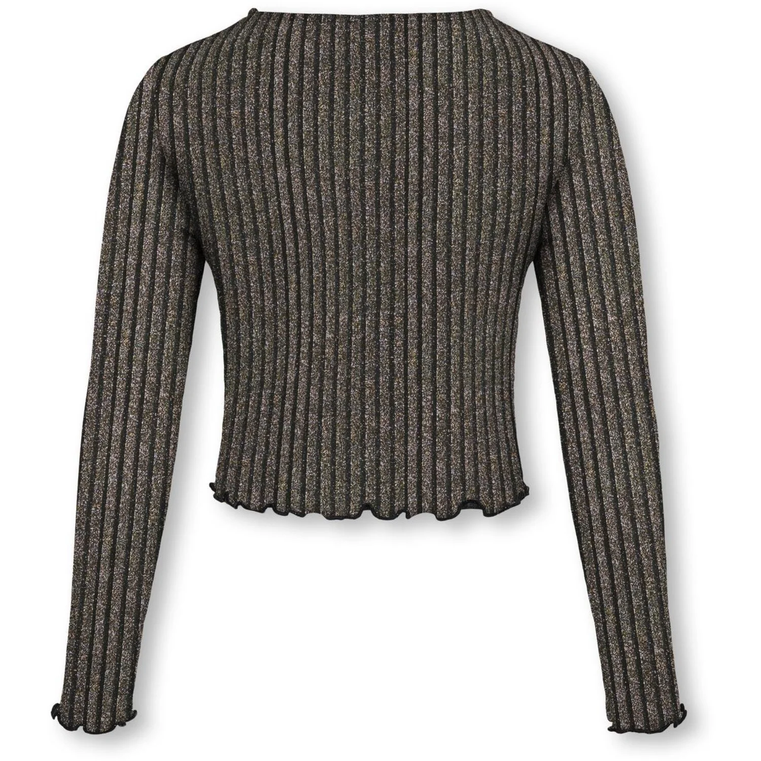 kids ONLY Black Lurex Light Gold/Silver/Wide Stripe Kogqueen L/S Glitter Top Bf Jrs - Image 2