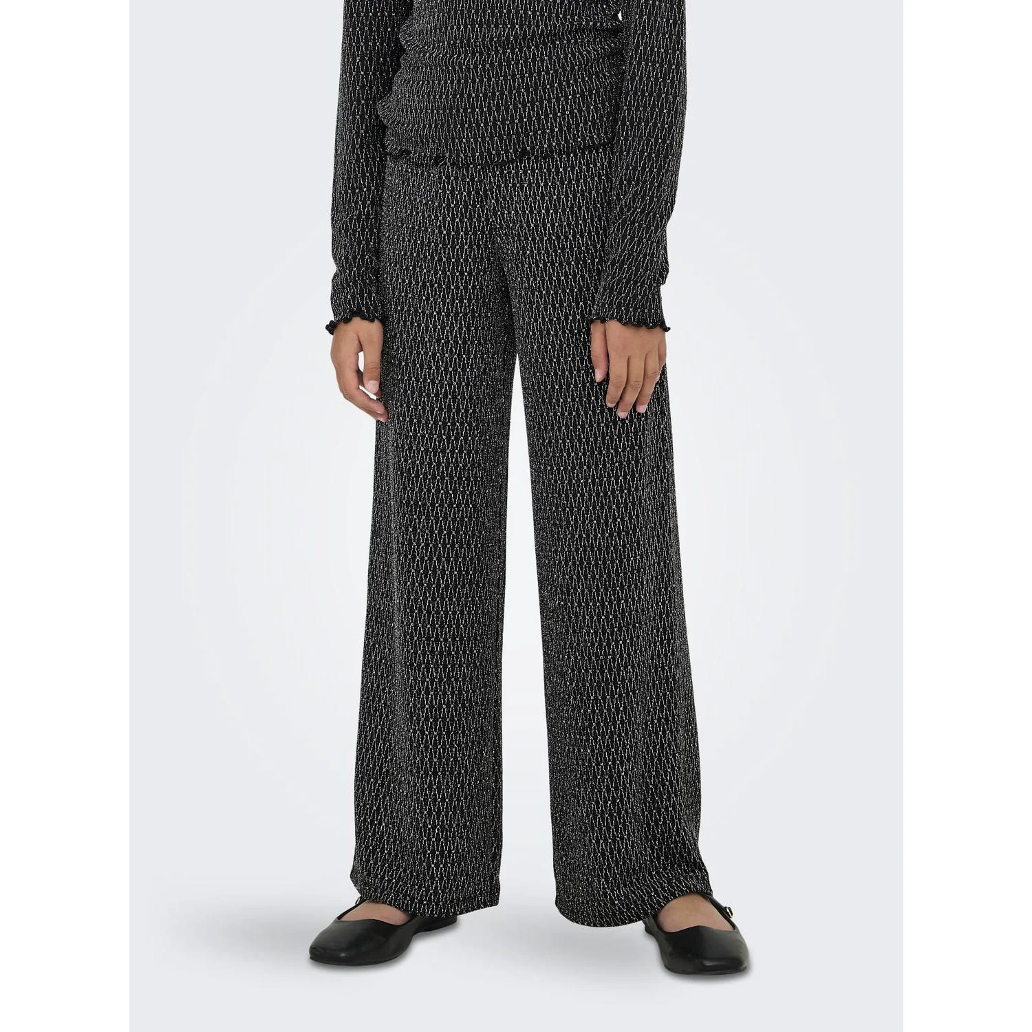 kids ONLY Black Lurex Silver/Harlekin Kogqueen Glitter Pants Bf Jrs - Image 3