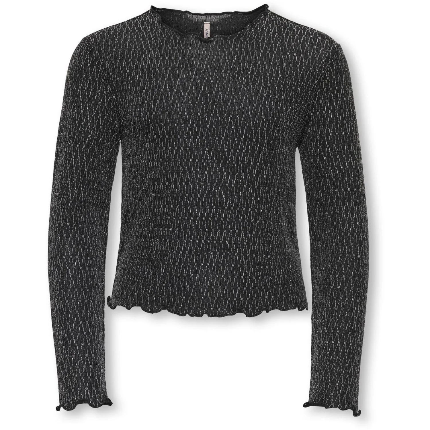 kids ONLY Black Lurex Silver/Harlekin Kogqueen L/S Glitter Top Bf Jrs