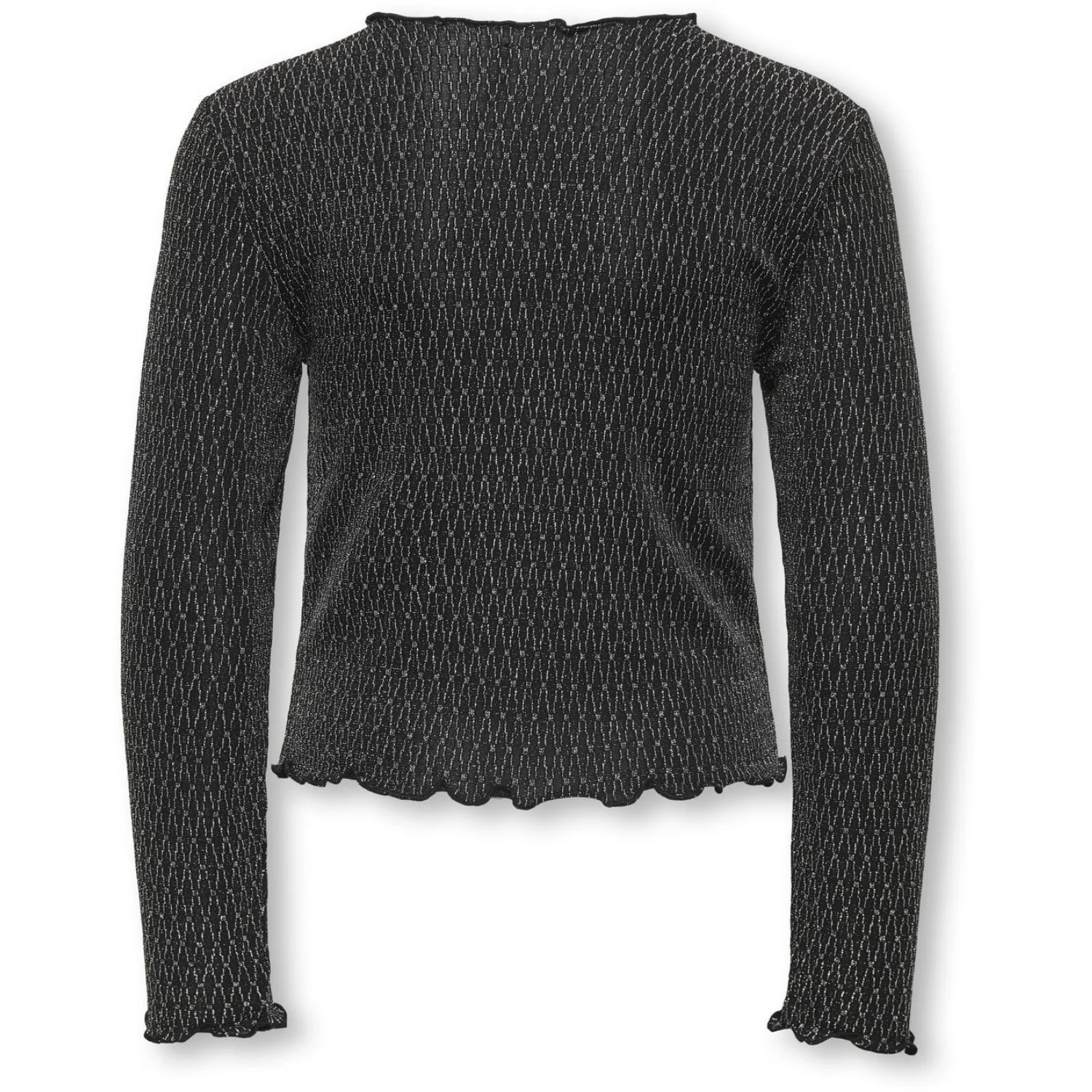 kids ONLY Black Lurex Silver/Harlekin Kogqueen L/S Glitter Top Bf Jrs - Image 5