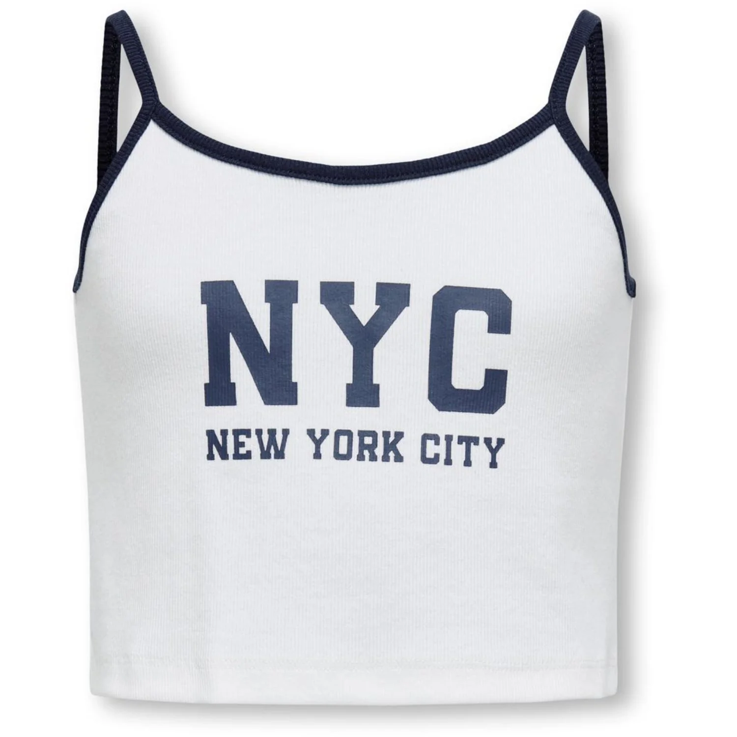 kids ONLY Bright White Navy Blazer NYC Vikka Rib Print Top