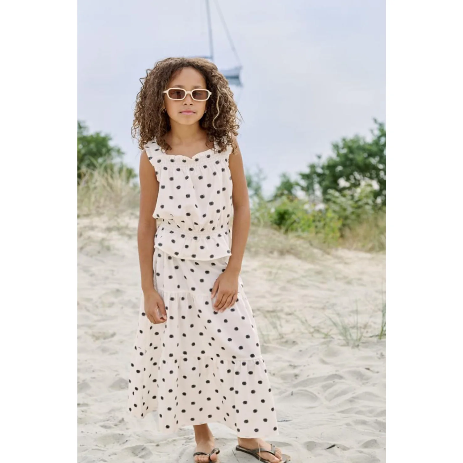 kids ONLY Cloud Dancer Black Dots Kogsweta Long Skirt Wvn - Image 2