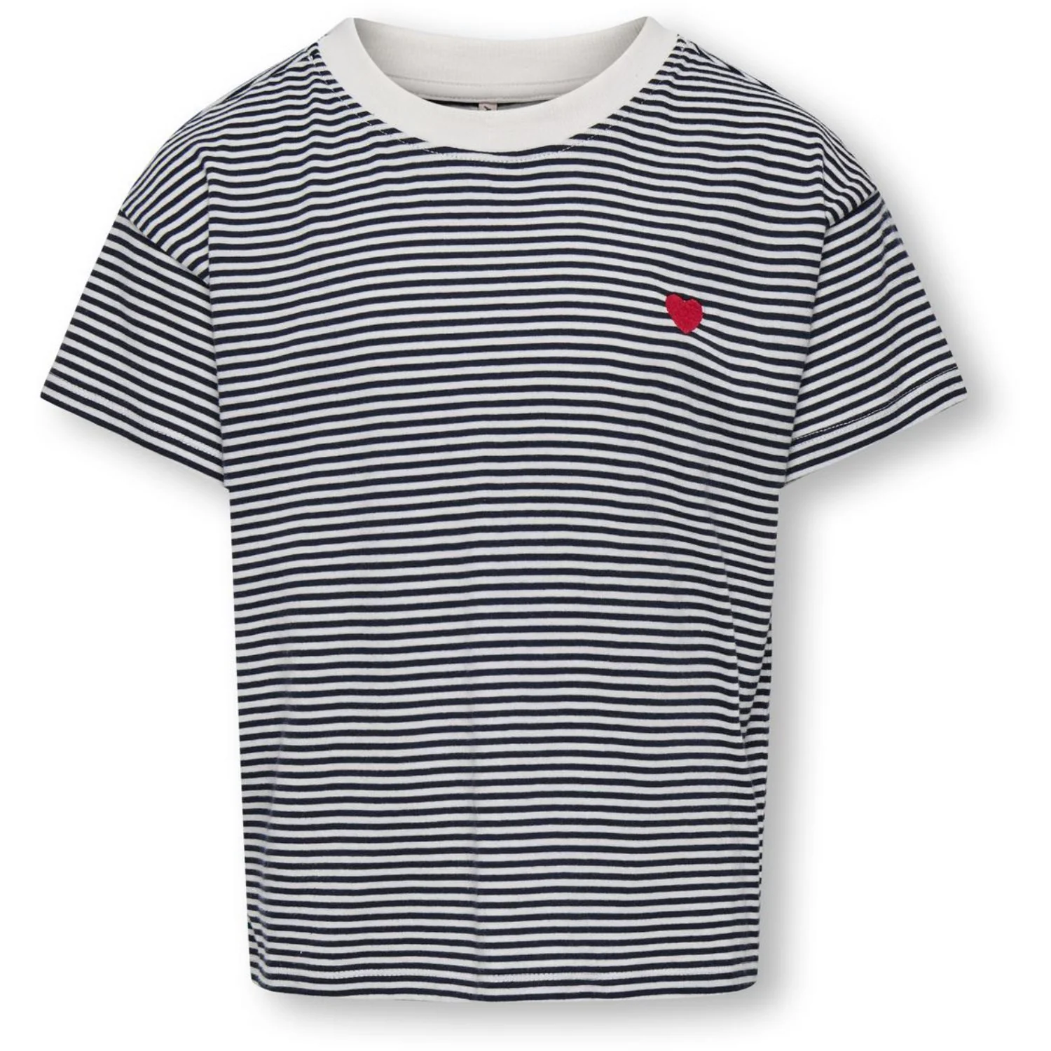 kids ONLY Cloud Dancer Sky Captain Y/D Stripes/ Red Heart Kogpisa Maiken Life Crop Ss Onl Jrs Noos