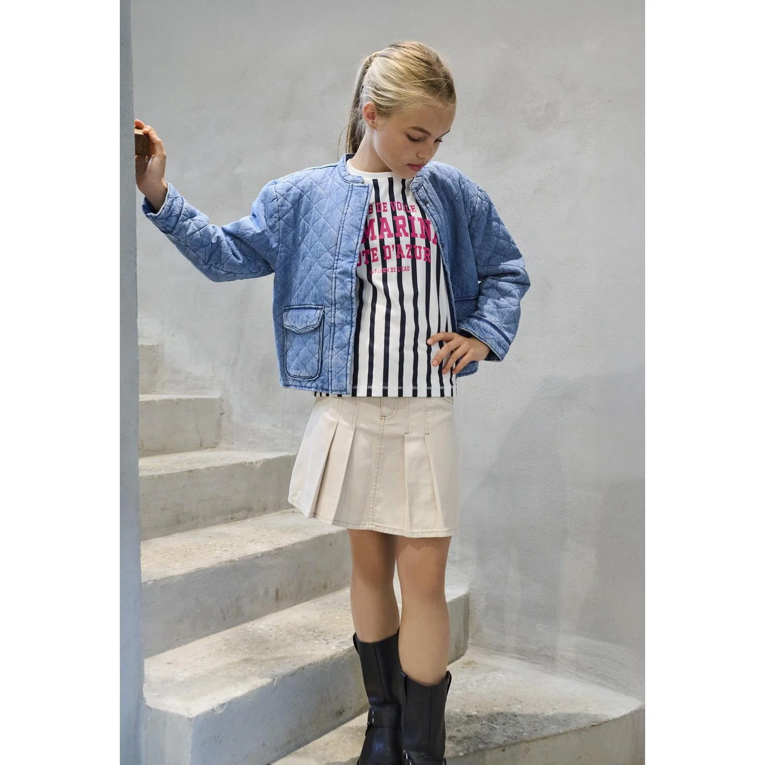 kids ONLY Light Blue Denim Koghallie Quilted Dnm Jacket Akm - Image 2