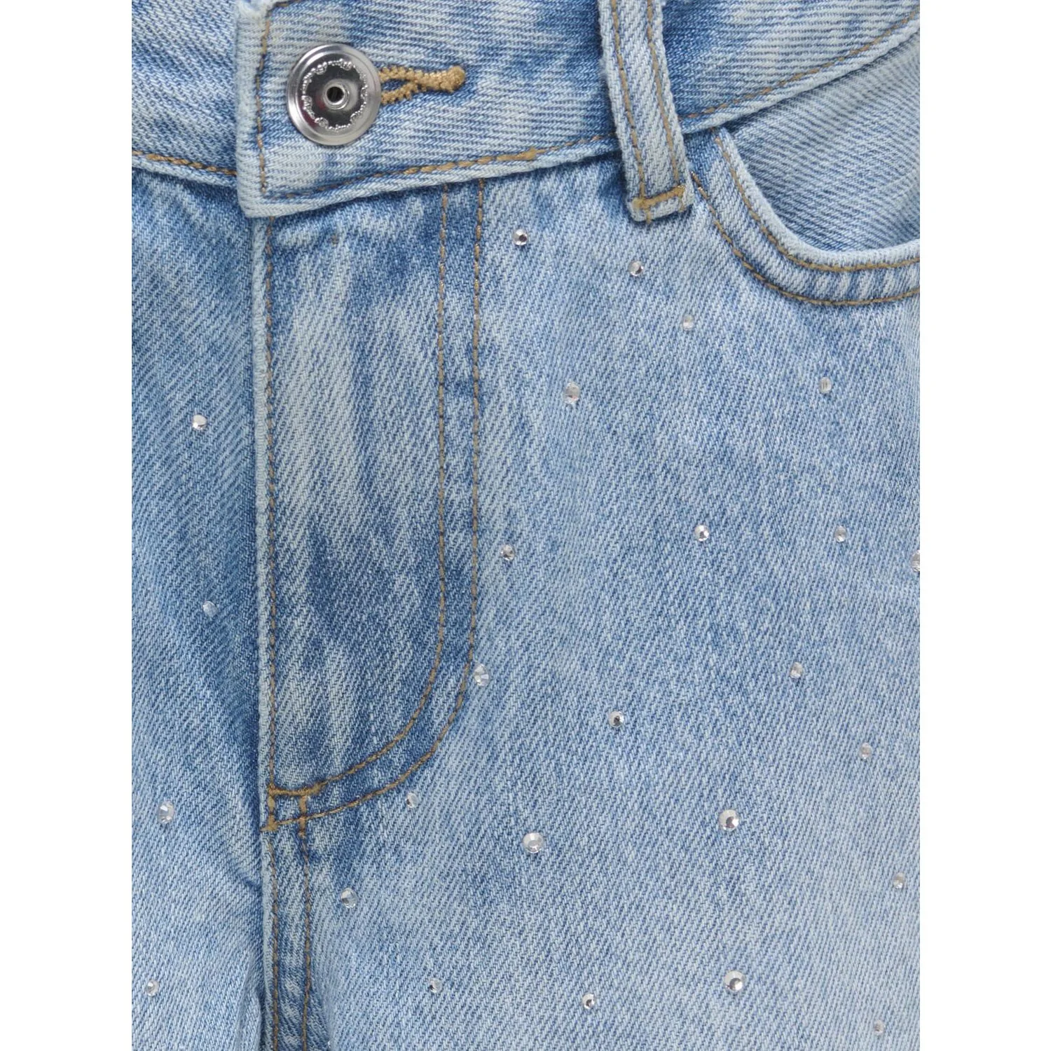 kids ONLY Medium Blue Denim Rhinestones Kogsonny Hw Wide Rhinst Dnm Shorts Azg - Image 3