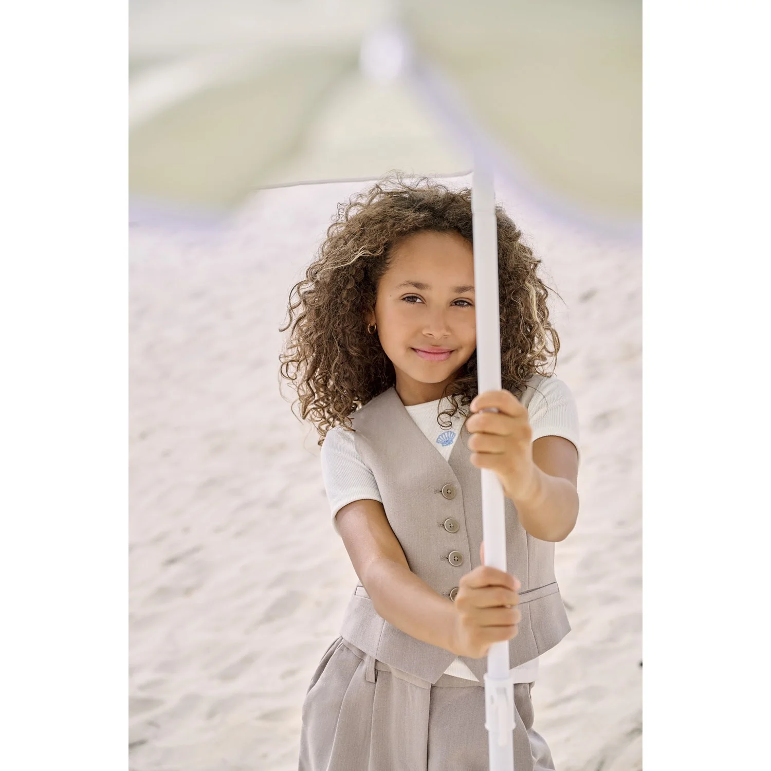 kids ONLY Taupe Gray Melange Koghattie-Iris Waistcoat Tlr - Image 2