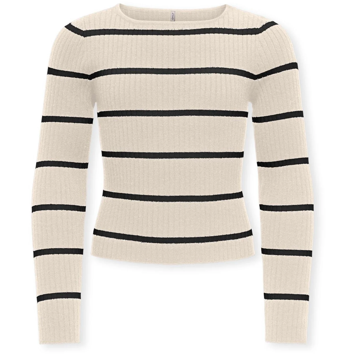 kids ONLY Whitecap Gray Black Kogibi Ls Rib Boatneck Cp Knt
