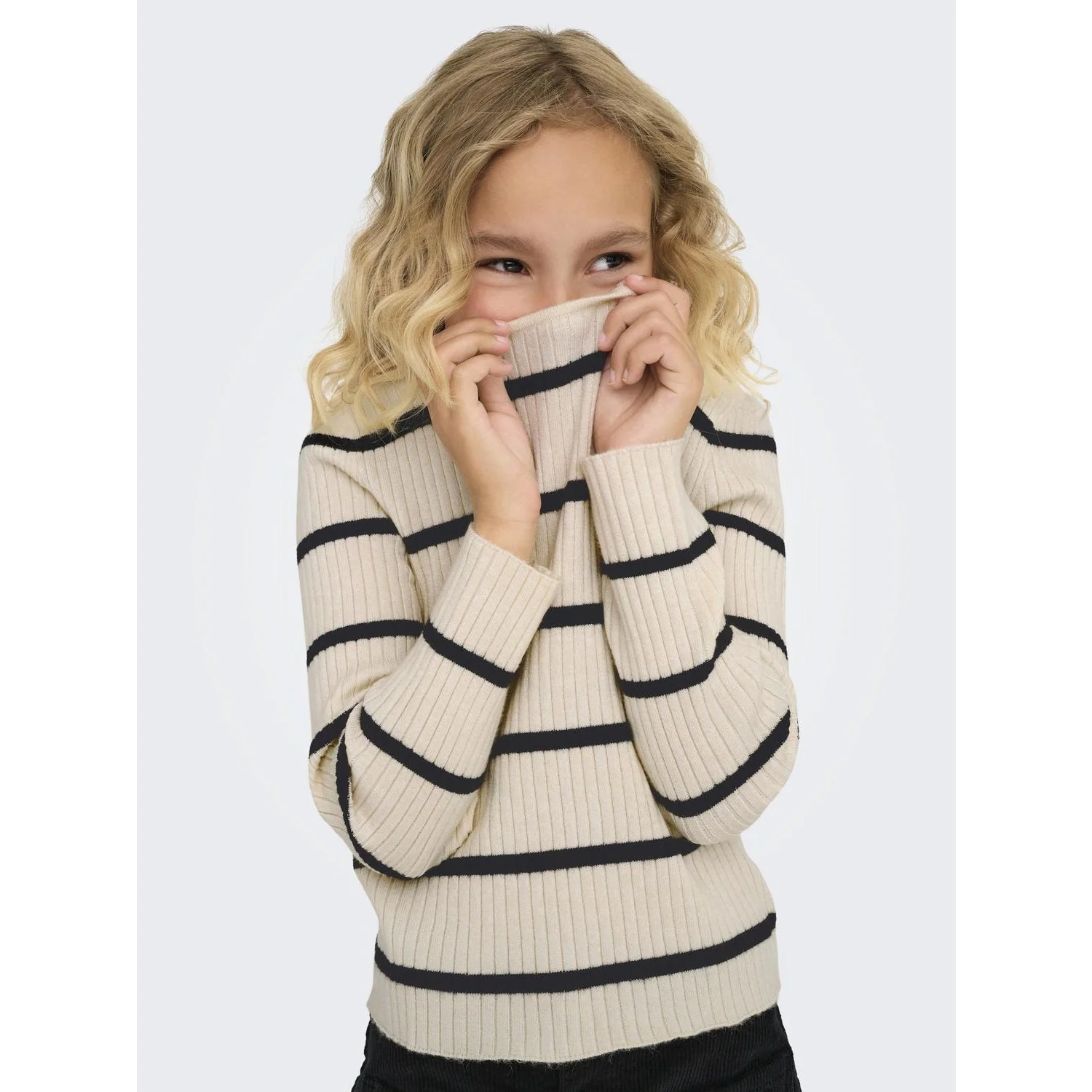 kids ONLY Whitecap Gray Black Kogibi Ls Rib Boatneck Cp Knt - Image 2