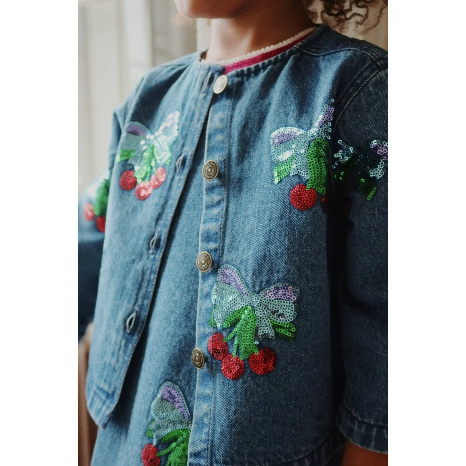 Konges Sløjd Amarena Sequin Magot Sequin Denim Jacket GOTS - Image 3
