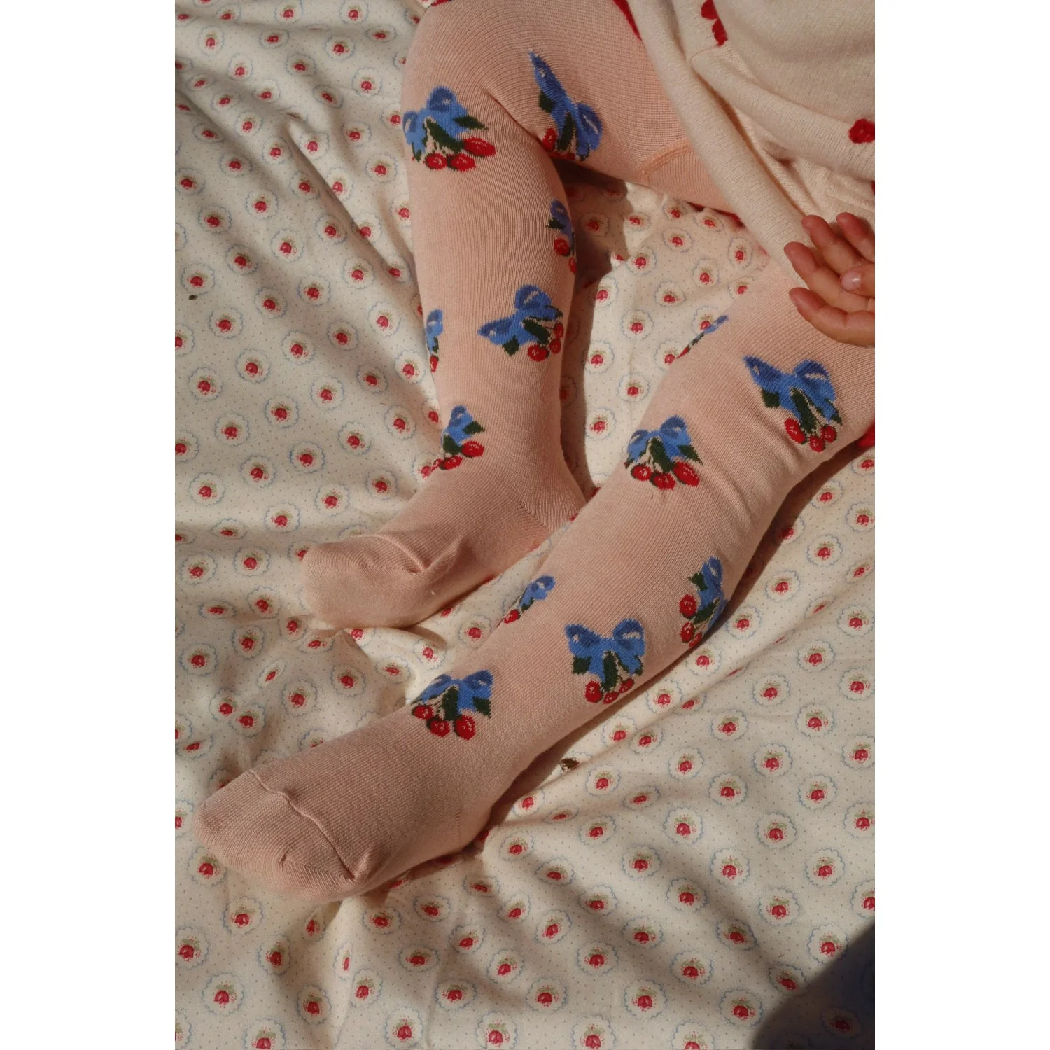Konges Sløjd Amarena/Tramonto 2 Pack Flower And Cherry Jacquard Tights - Image 2