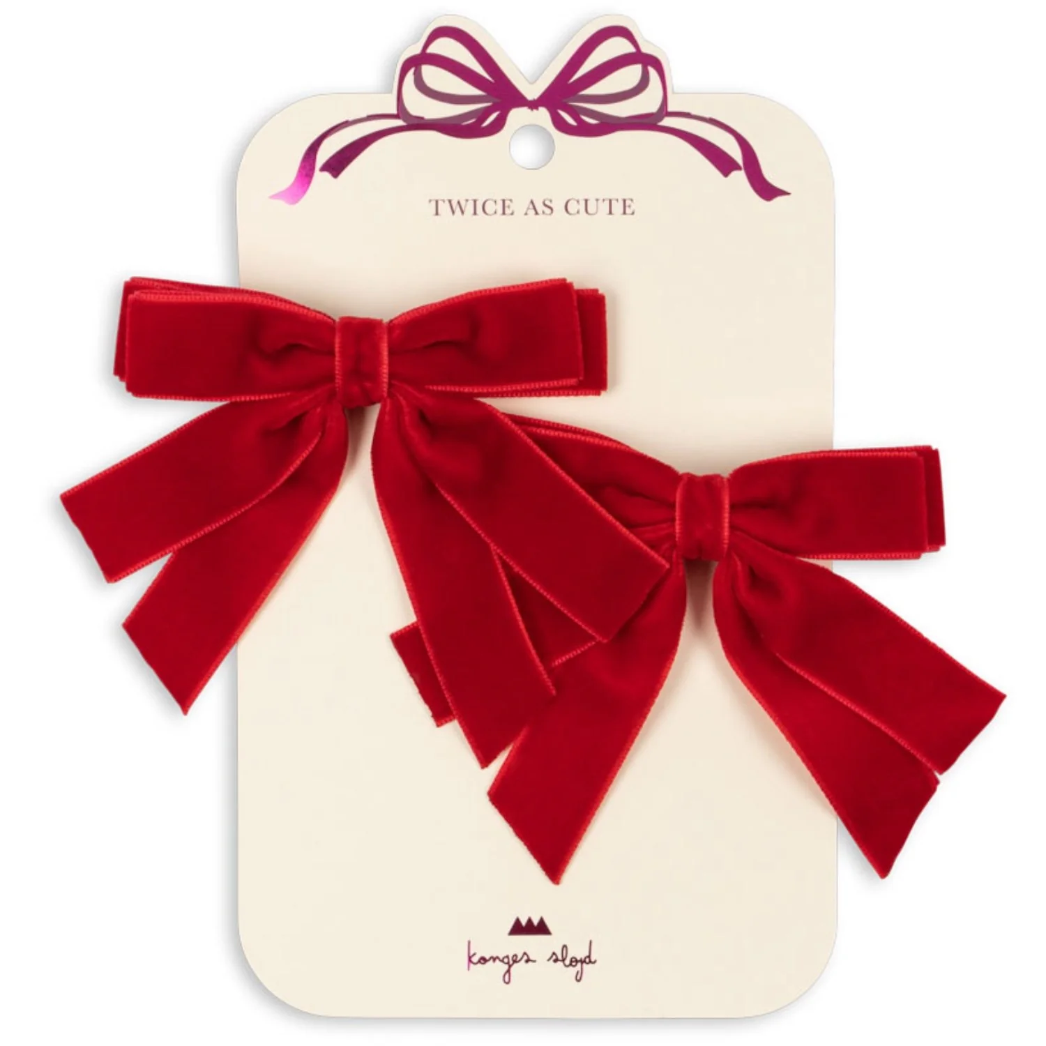 Konges Sløjd Barbados Cherry 2 Pack Velvet Double Bow Hair Clips - Image 6