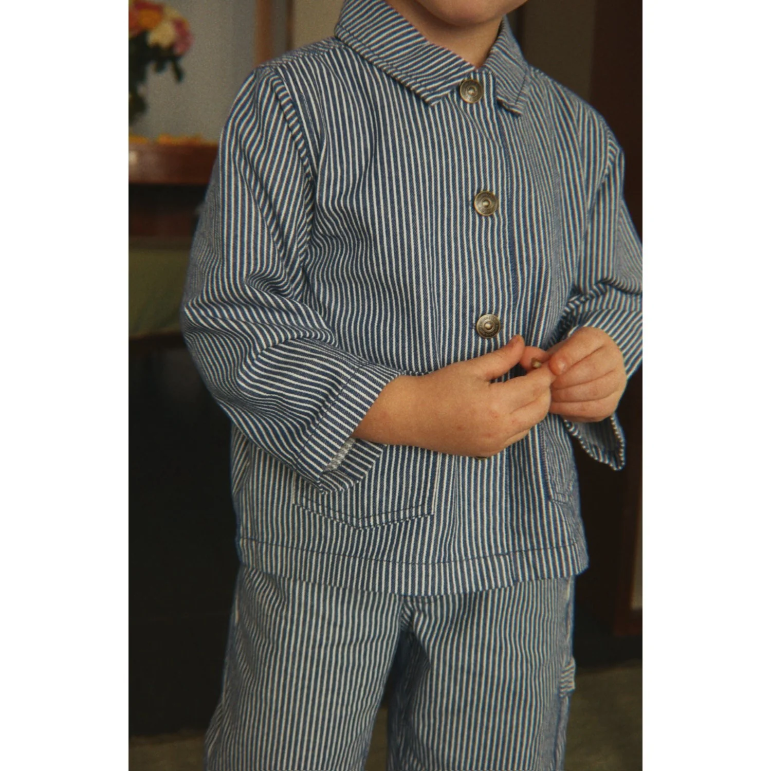 Konges Sløjd Blue Stripe Luc Shirt Jacket Gots - Image 2