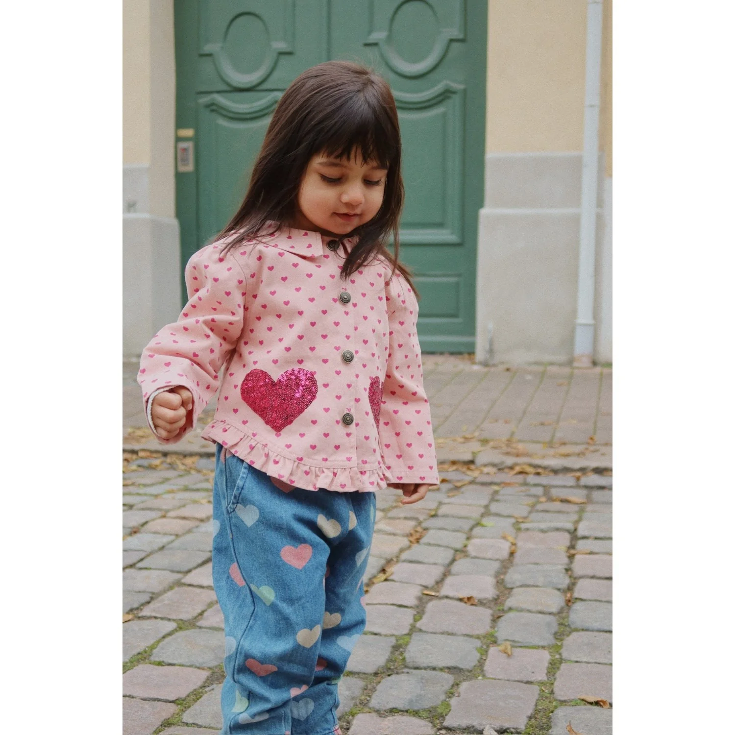 Konges Sløjd Bon Coeur Coloré Magot Frill Pants Denim GOTS - Image 2