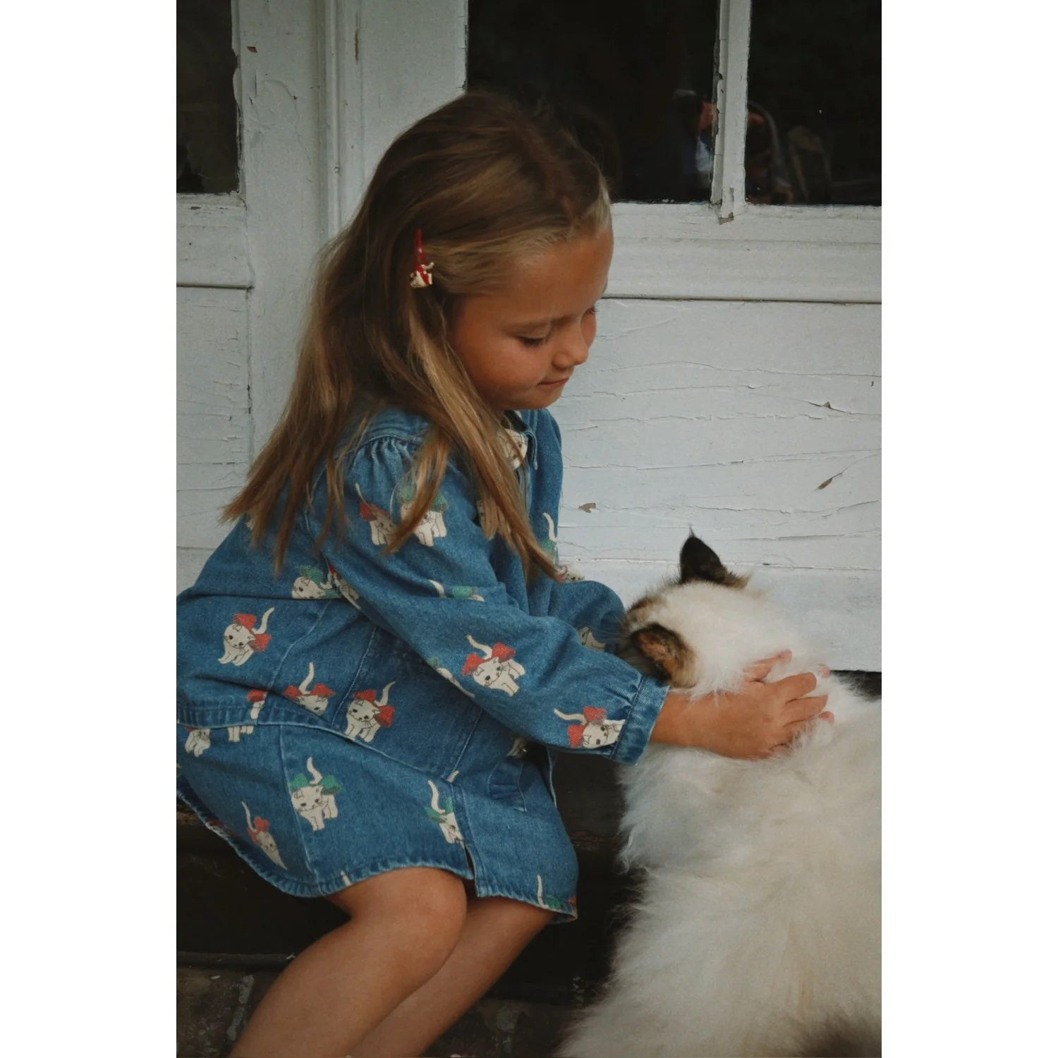 Konges Sløjd Bow Kitty Denim Magot Dress Gots - Image 7
