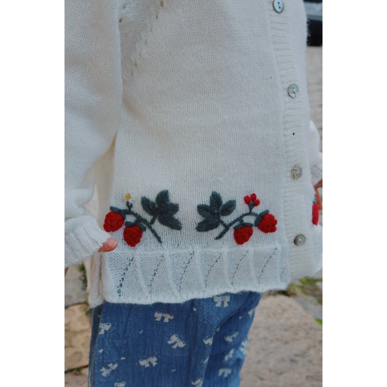 Konges Sløjd Bright White Minia Frill Cardigan - Image 2