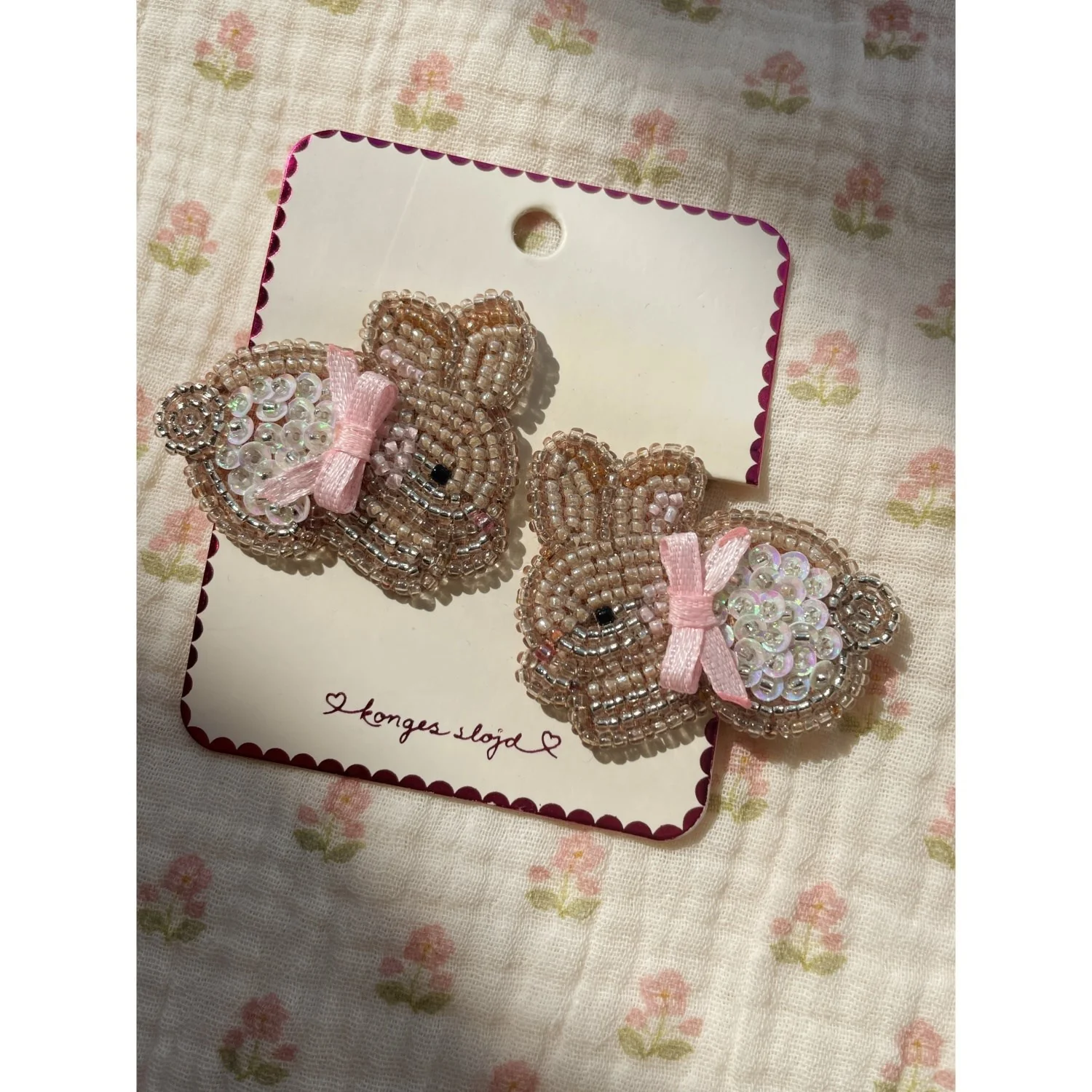 Konges Sløjd Bunny 2 Pack Beaded Bunny Hair Clips - Image 4