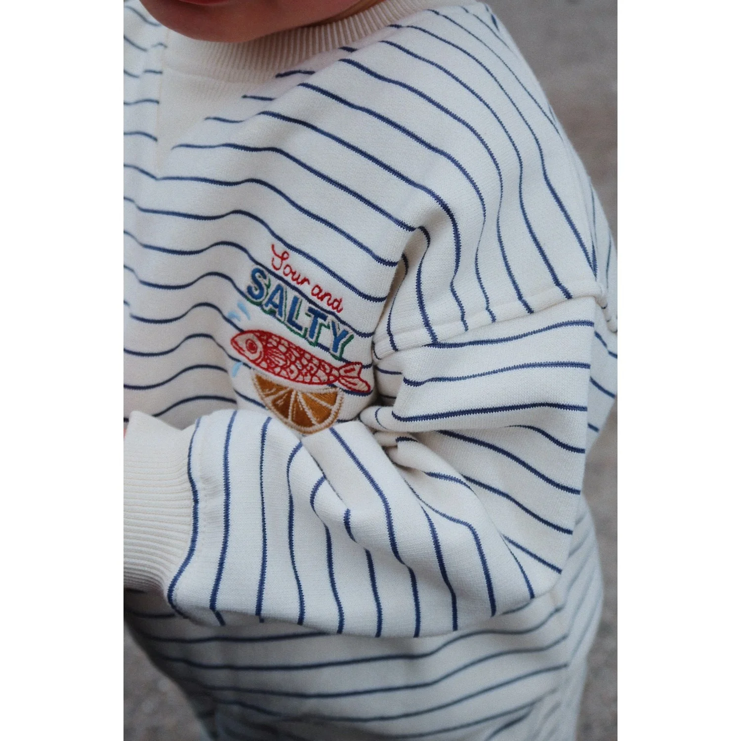 Konges Sløjd Captains Blue/Antique White Amio Sweat Shirt Ocs - Image 4