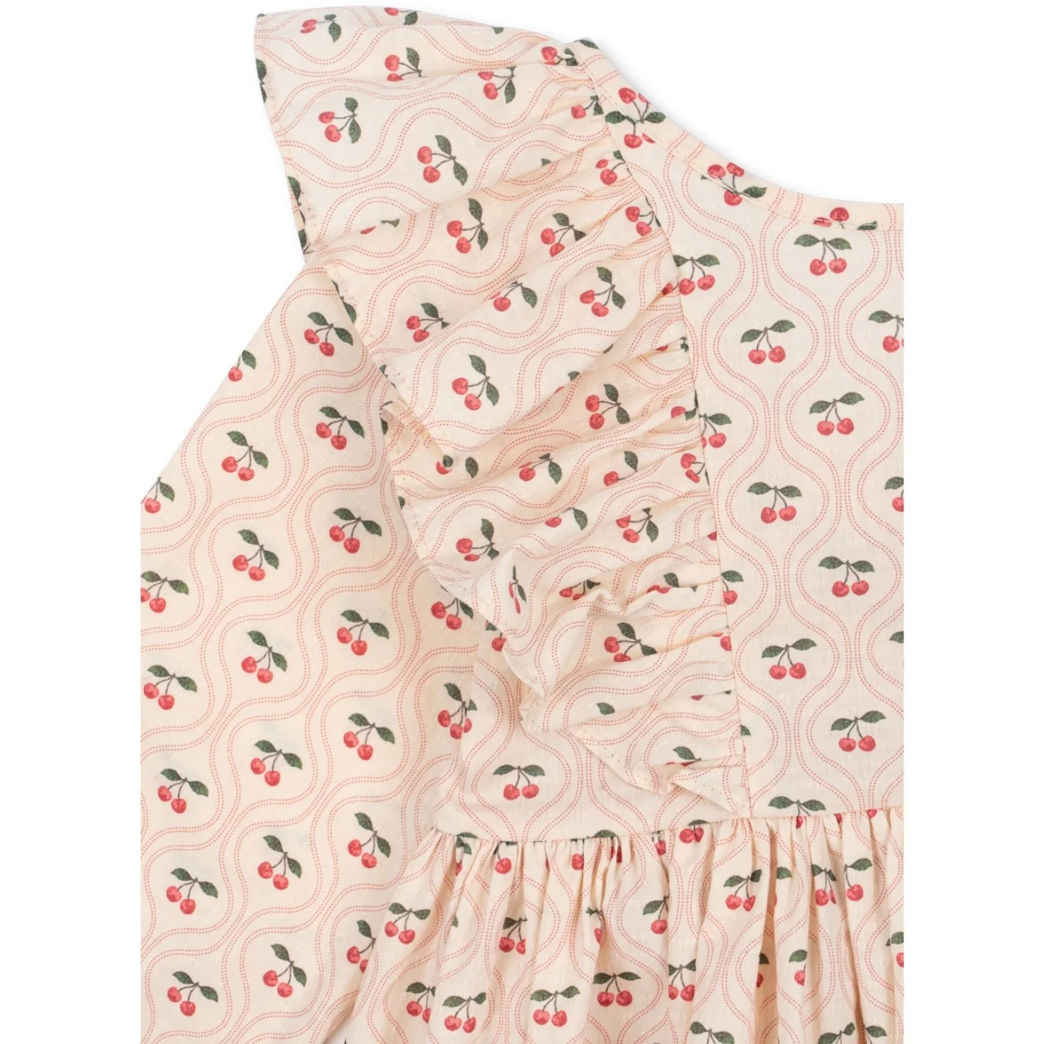 Konges Sløjd Cherry Pink Motif Cianna Ls Bow Dress GOTS - Image 3