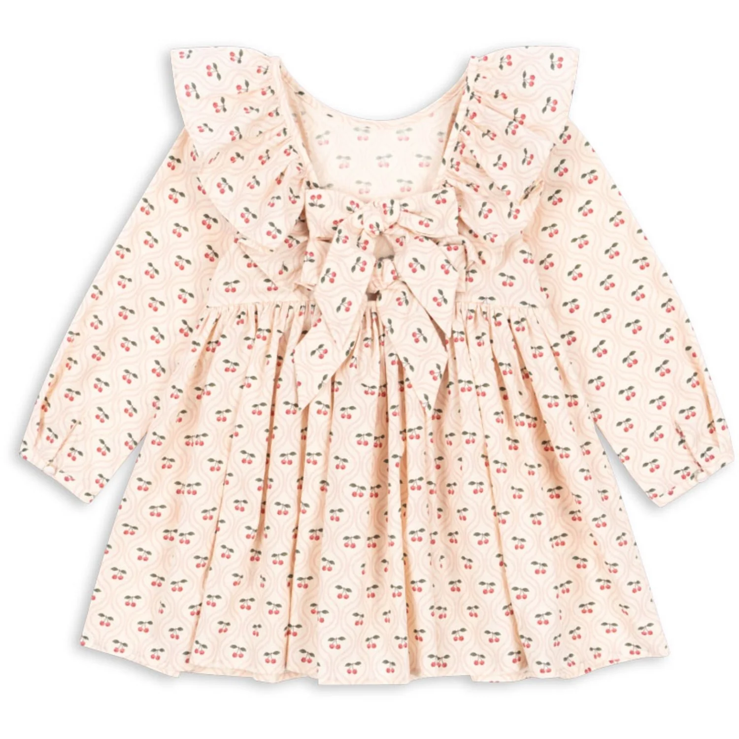 Konges Sløjd Cherry Pink Motif Cianna Ls Bow Dress GOTS - Image 5