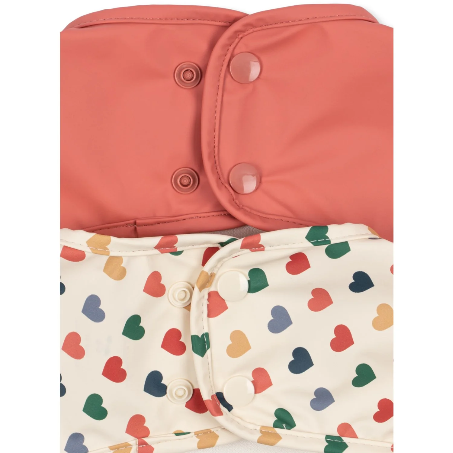 Konges Sløjd Coeur Colore/Faded Rose 2 Pack Dinner Bib With Sleeves - Image 2