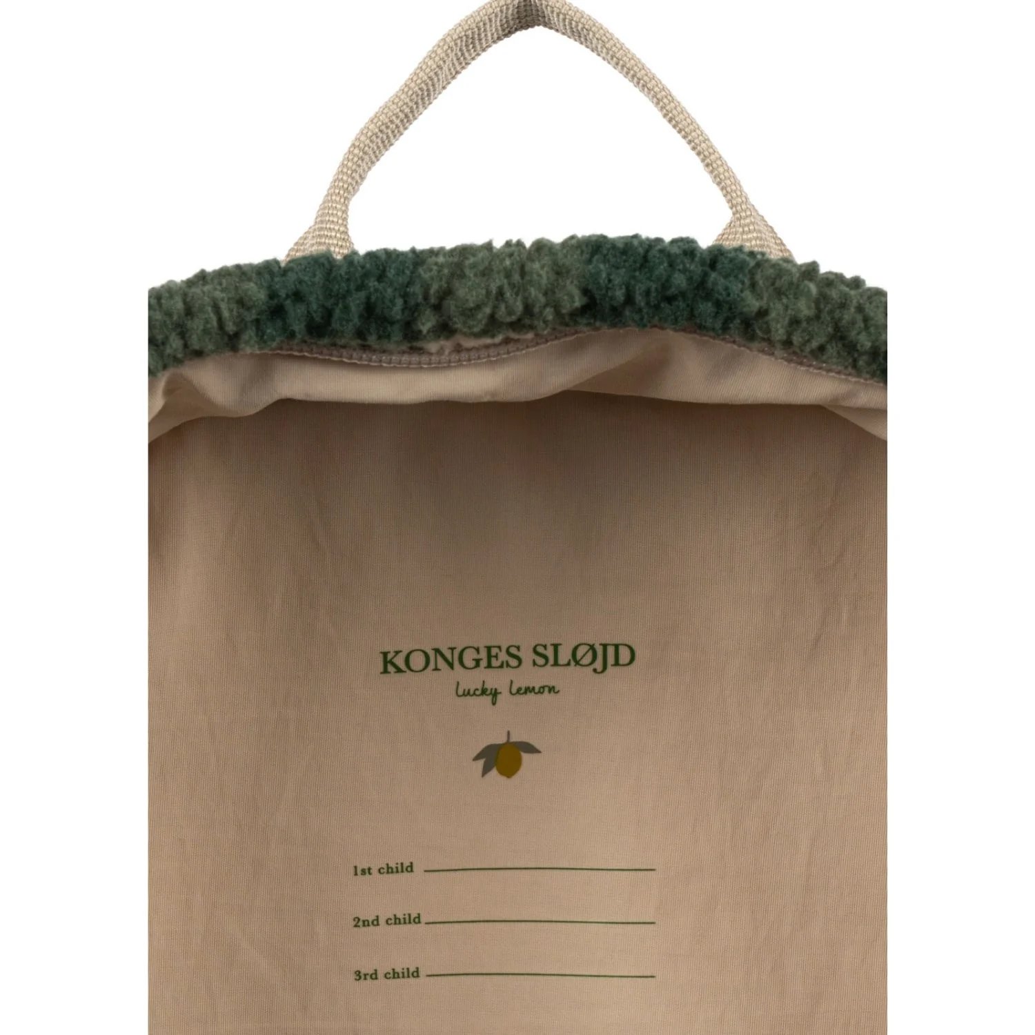 Konges Sløjd Green Check Jody Teddy Backpack Grs - Image 3