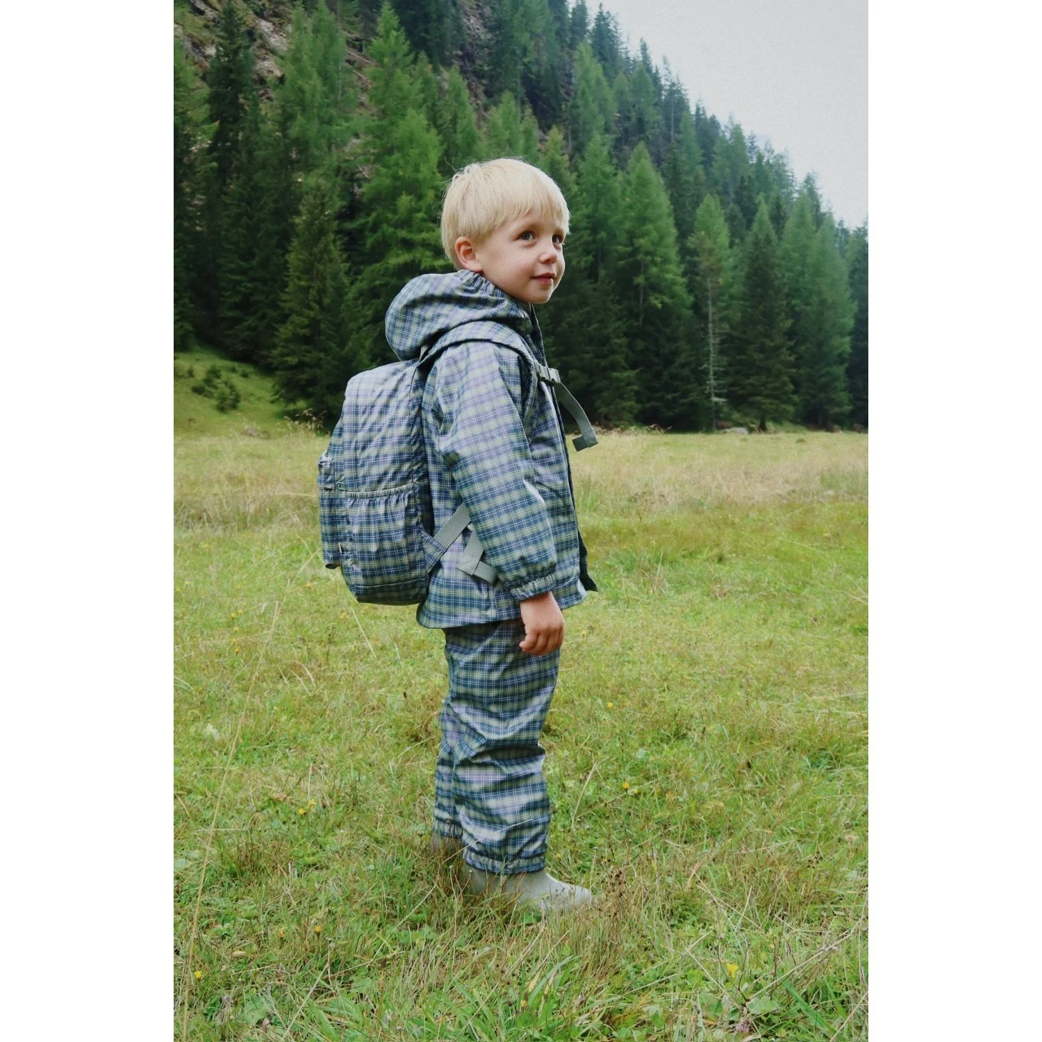 Konges Sløjd Laurel Blue Check Rainy Kids Backpack Midi - Image 2