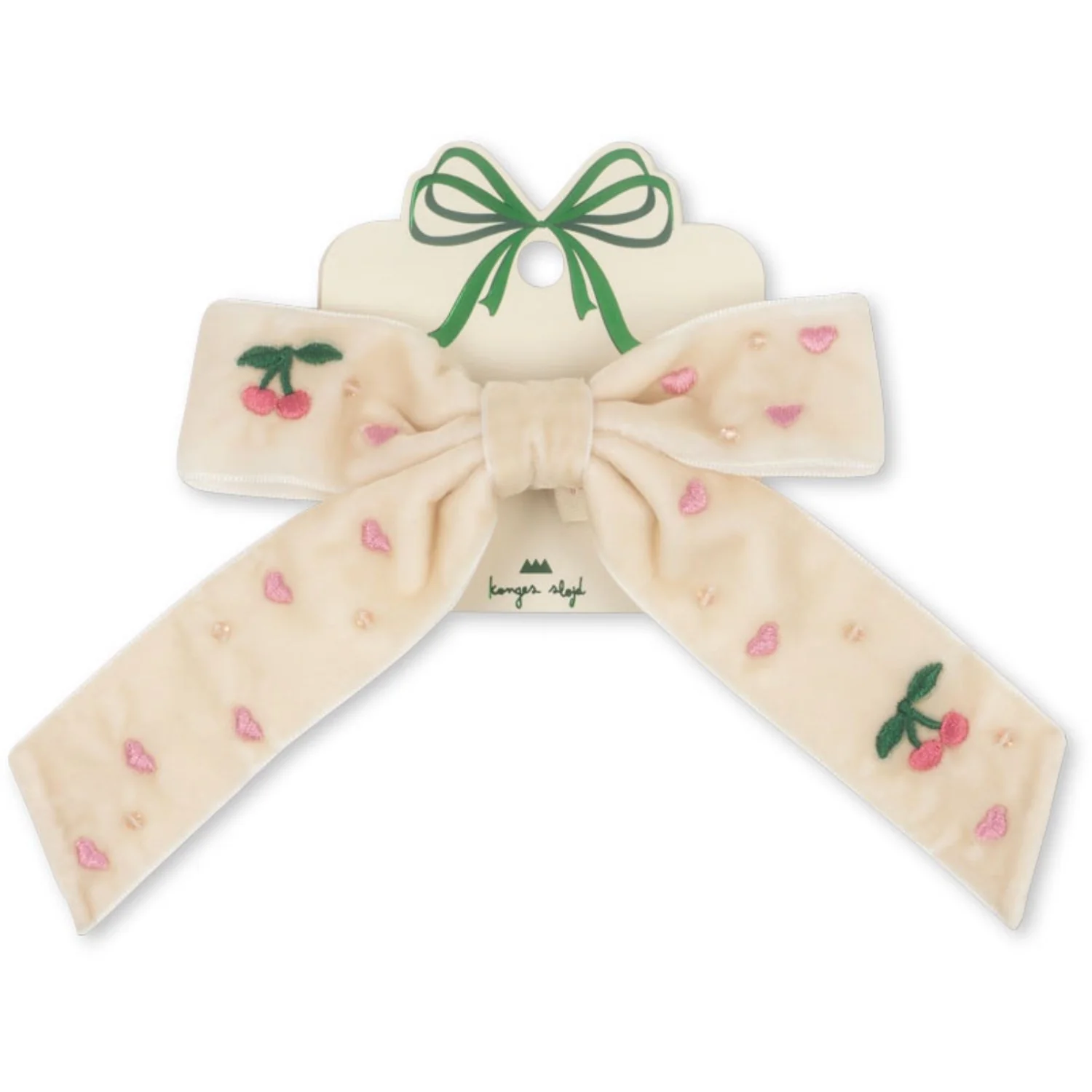Konges Sløjd Pearled Ivory Velvet Bow Pearly Hair Clip - Image 9