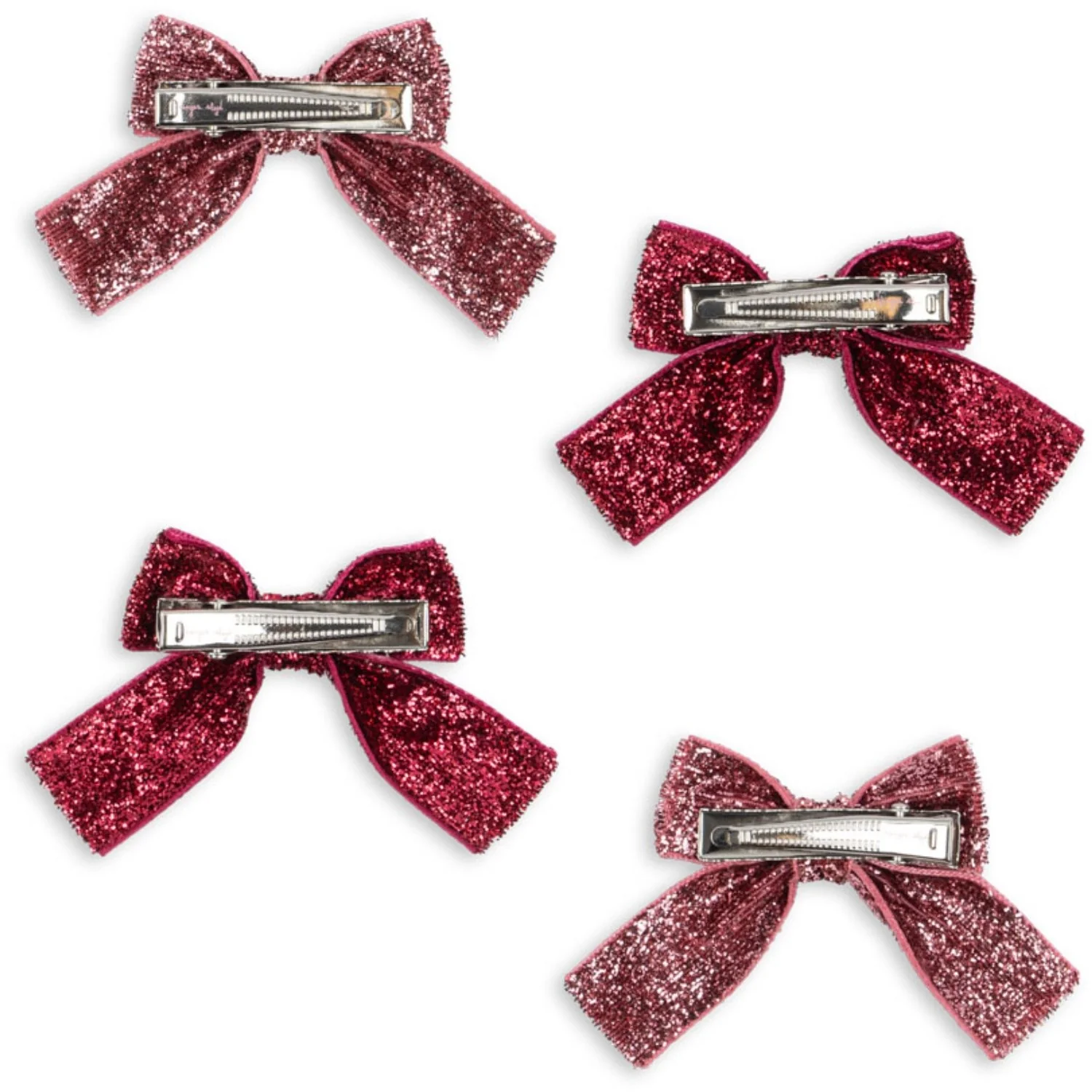 Konges Sløjd Pink Mix 4 Pack Glitter Bow Hair Clips - Image 3