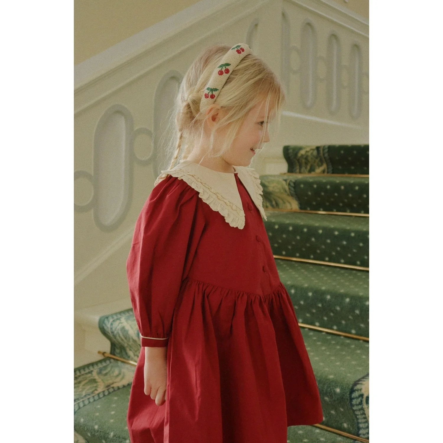 Konges Sløjd Red Dahlia Coeur Collar Dress Gots - Image 4