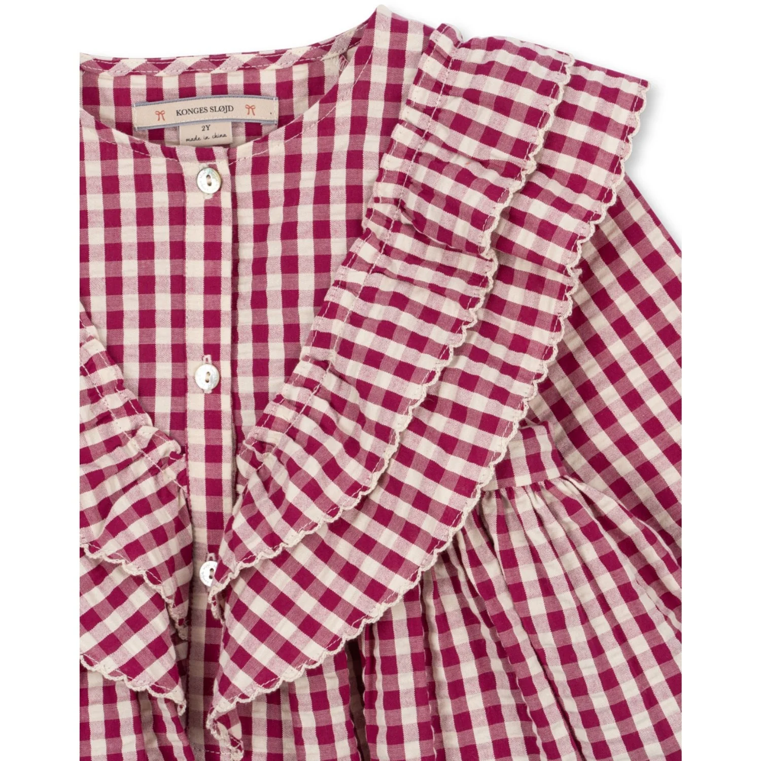 Konges Sløjd Sangria/Butter Check Kim Dress GOTS - Image 3