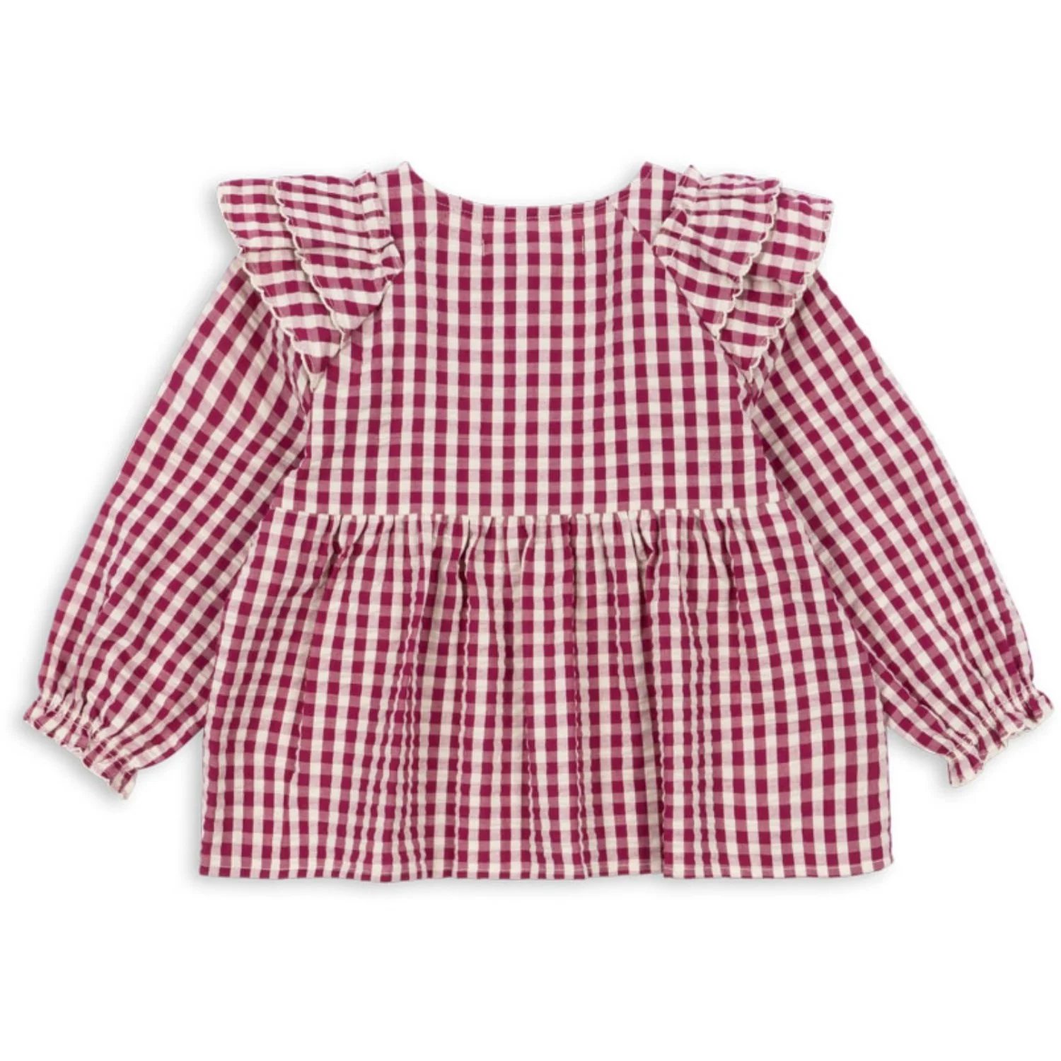 Konges Sløjd Sangria/Butter Check Kim Frill Blouse GOTS - Image 4