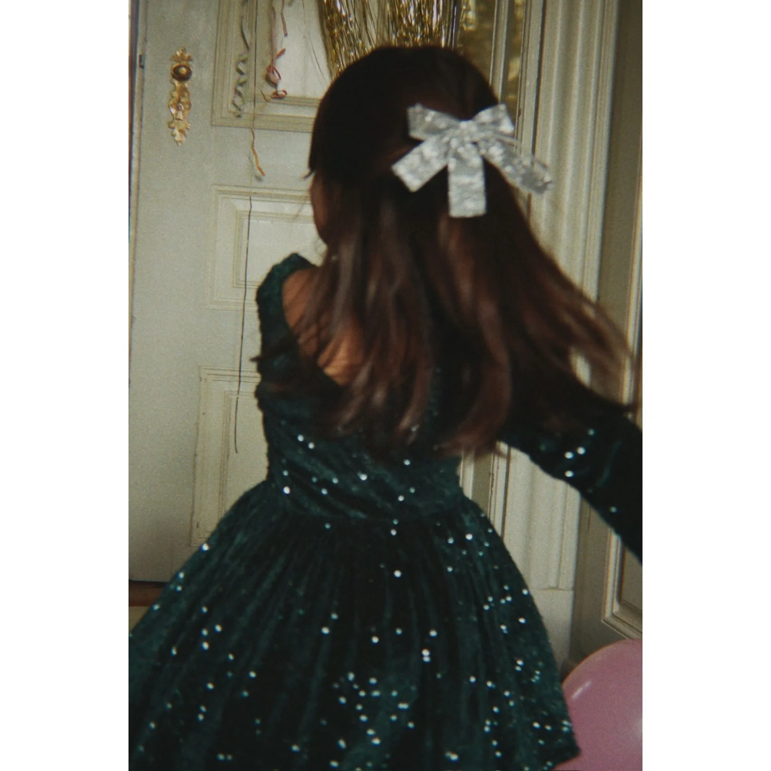 Konges Sløjd Silver Glitter Velvet Double Bow Hair Barrette - Image 5