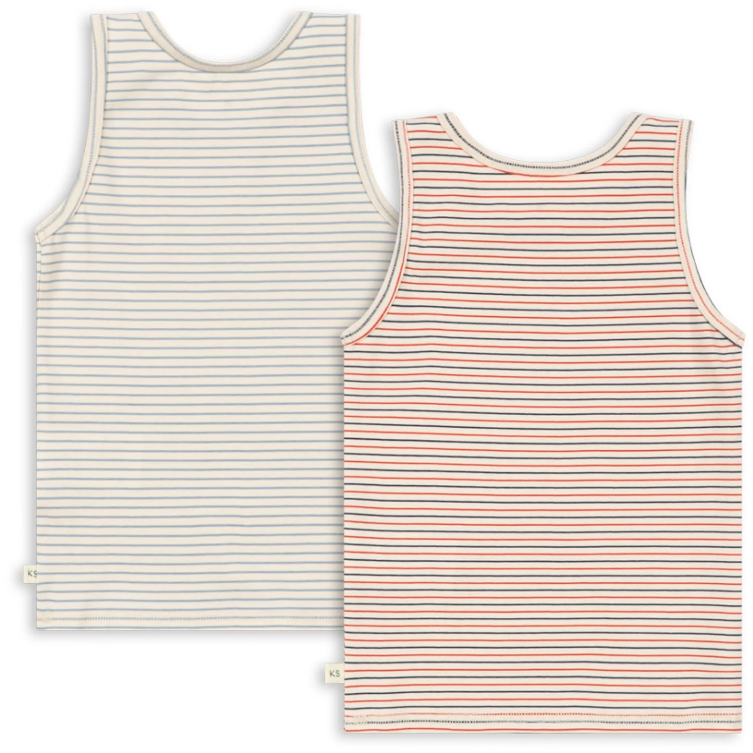 Konges Sløjd Stripe Bluie/Stripe Tricolore Petit Basic 2 Pack Tank Tops Gots - Image 3
