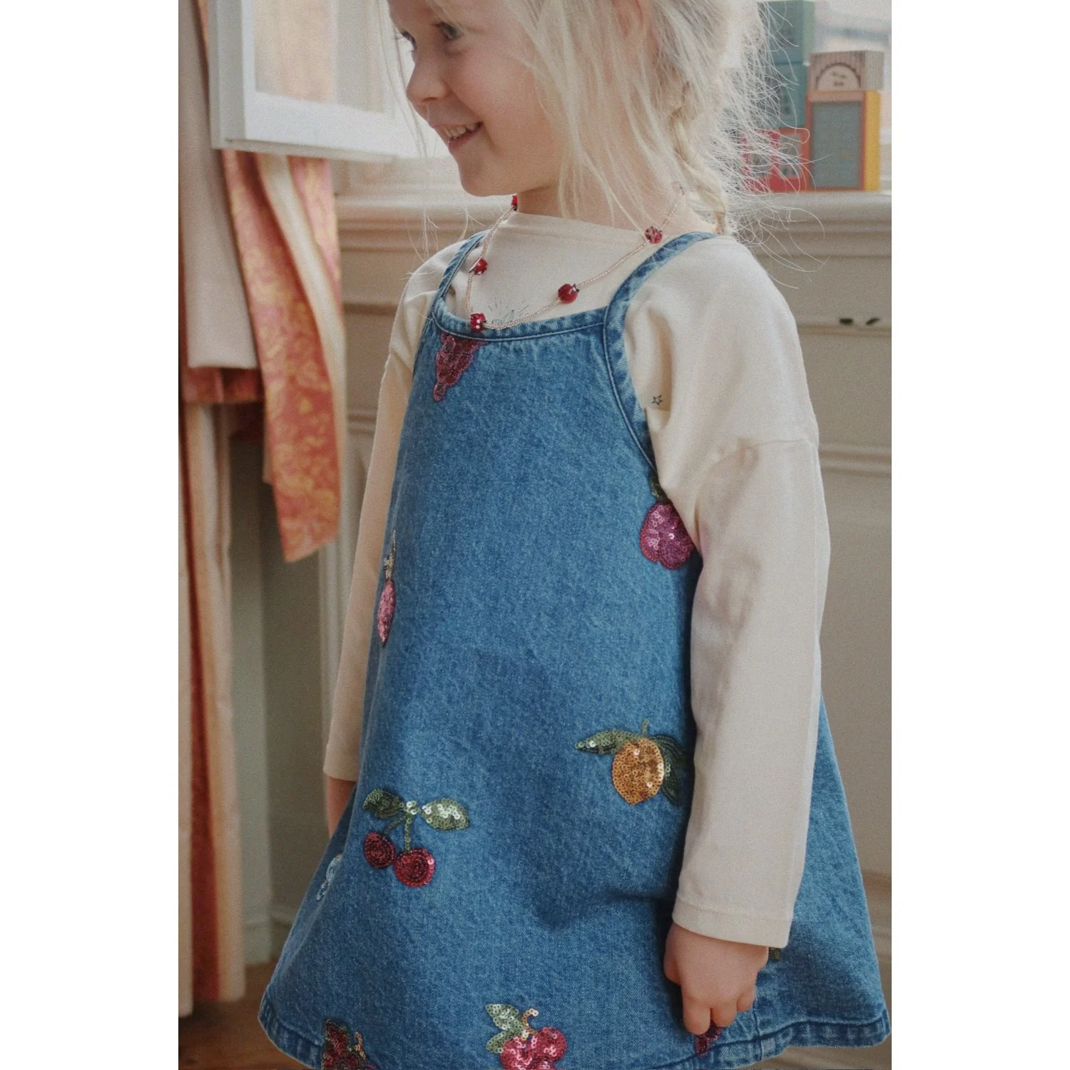 Konges Sløjd Vitamins Magot Sequin Strap Dress Denim Gots - Image 2