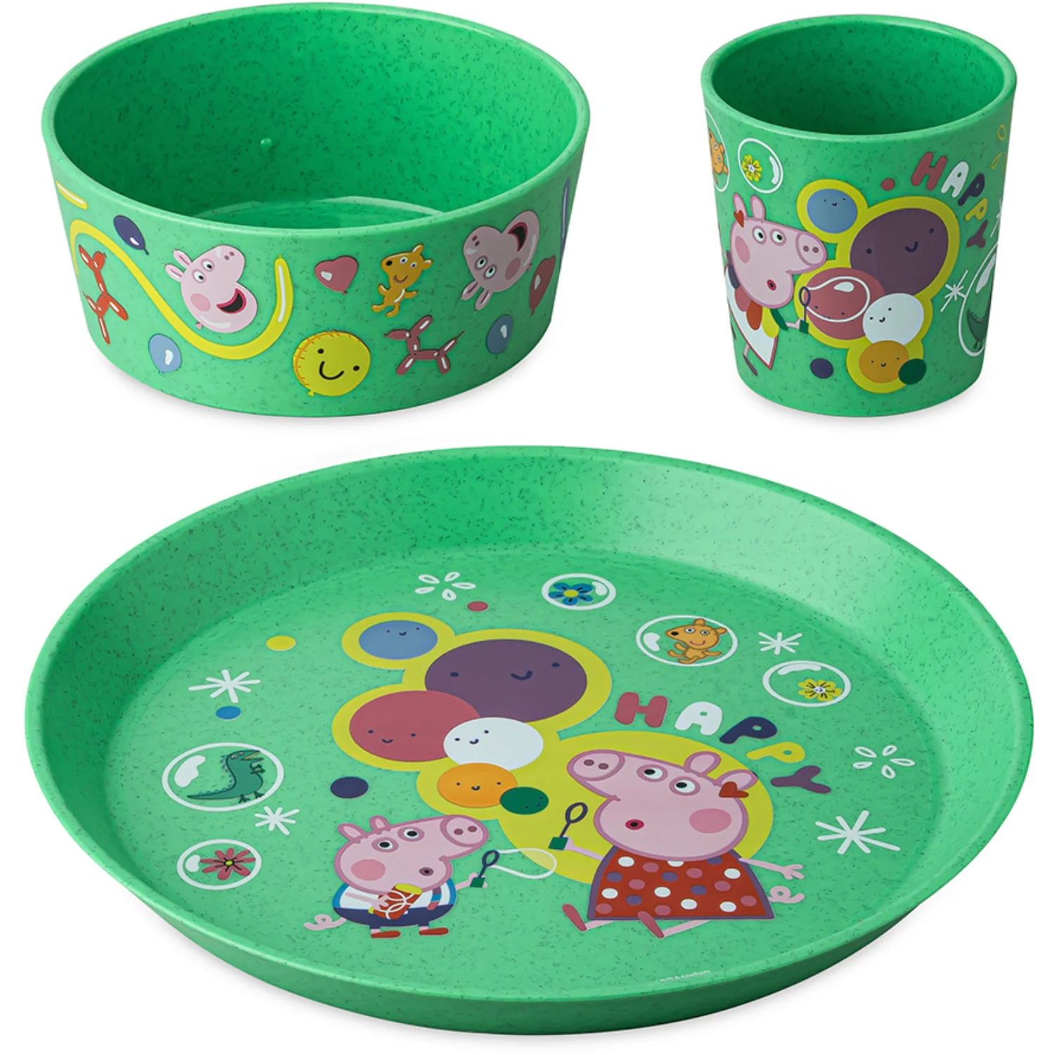 Koziol Organic Spring Green Small Plate + Bowl + Cup Connect Peppa Pig Pop - Image 2