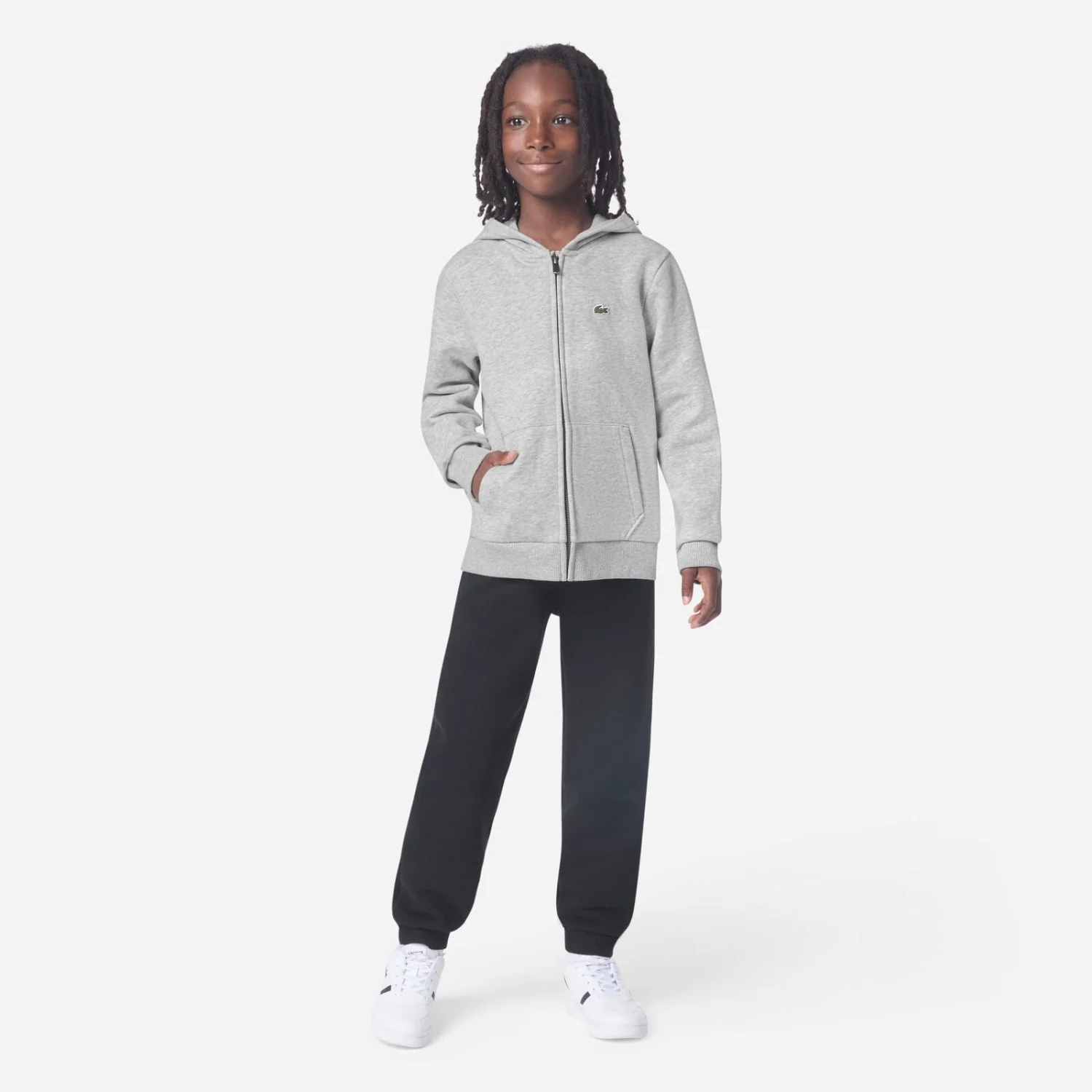 LACOSTE Argent Chine Heather Core Fleece Full Zip Hoodi - Image 3