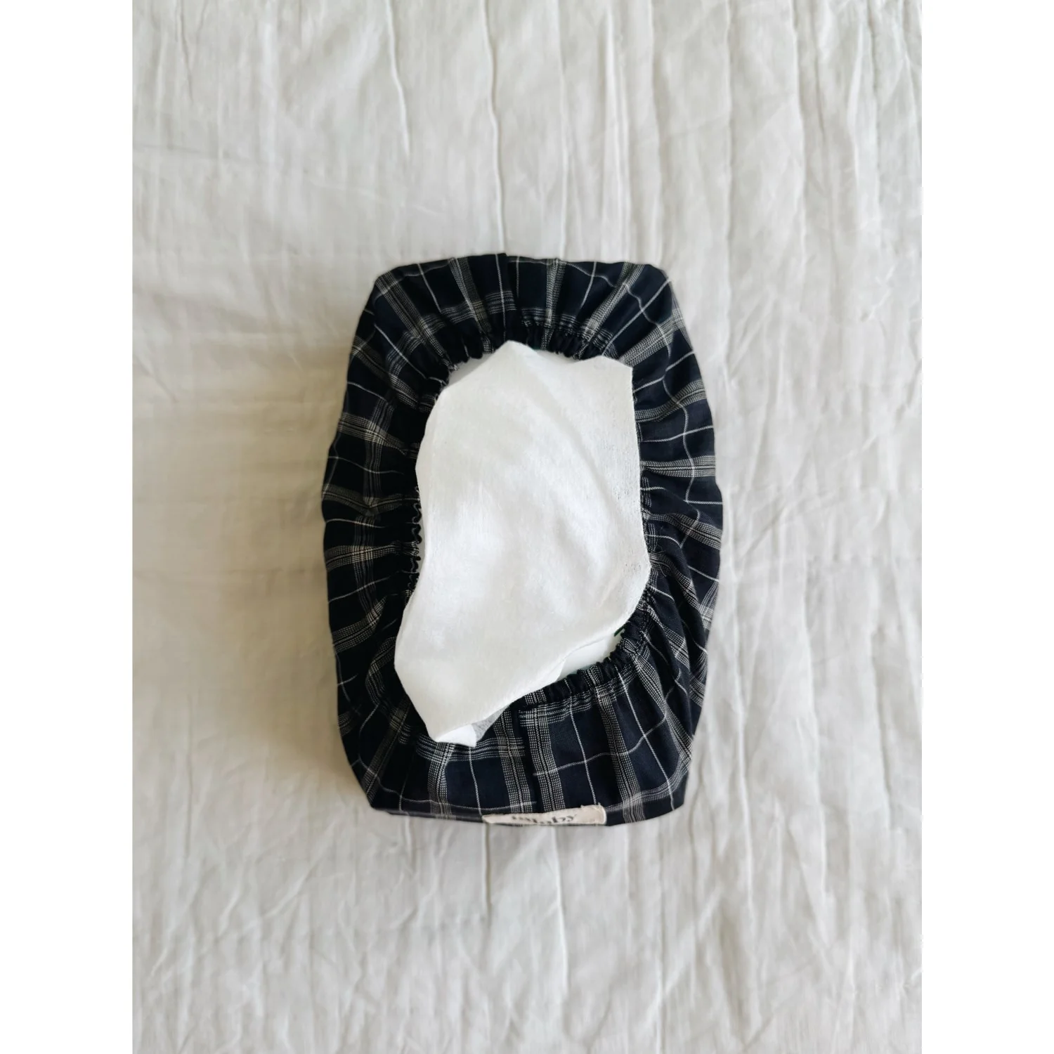 Lalaby Blue Check Wet Wipe Cover - Image 2