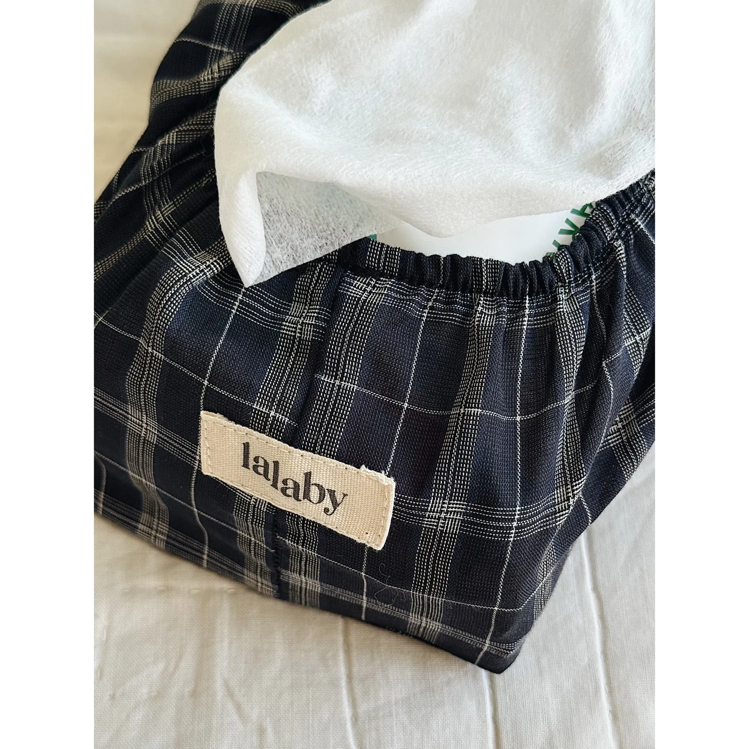 Lalaby Blue Check Wet Wipe Cover - Image 4